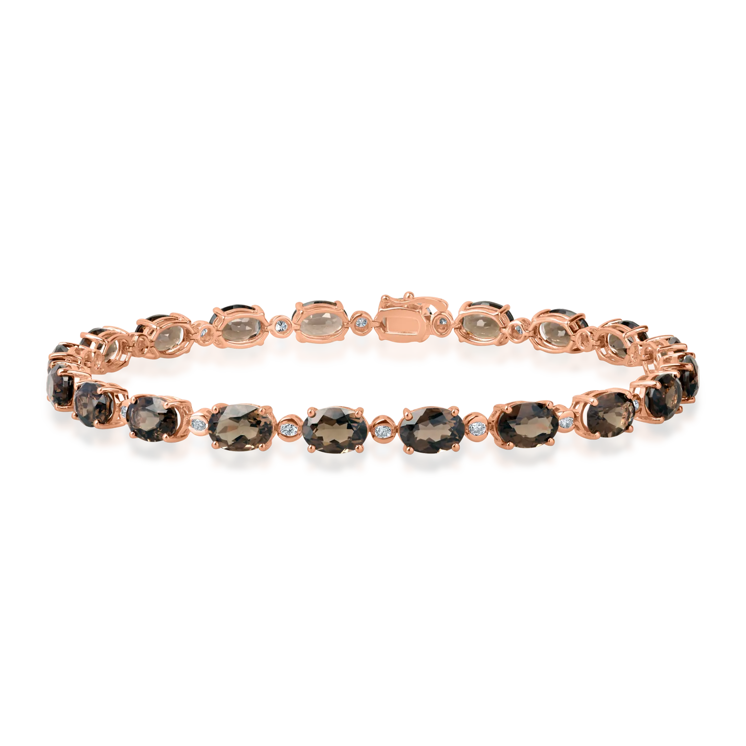 Rose gold tennis bracelet with 11.34ct smoky quartz and 0.4ct diamonds