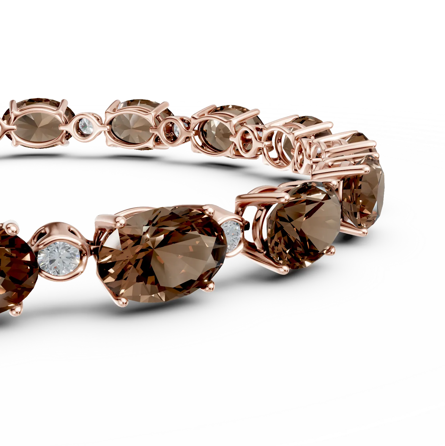 Rose gold tennis bracelet with 11.3ct smoky quartz and 0.4ct diamonds