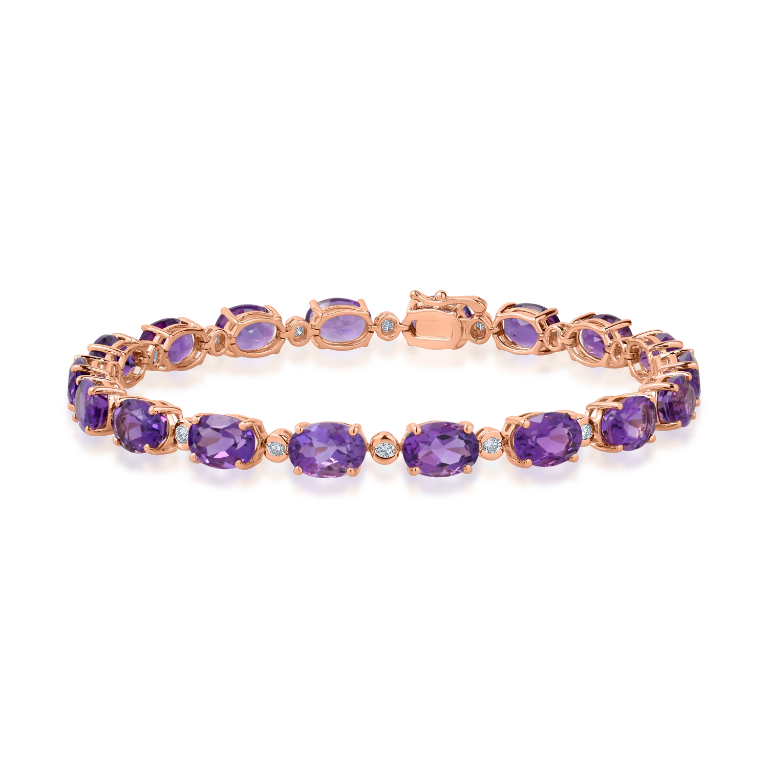 Rose gold tennis bracelet with 13.6ct amethysts and 0.4ct diamonds