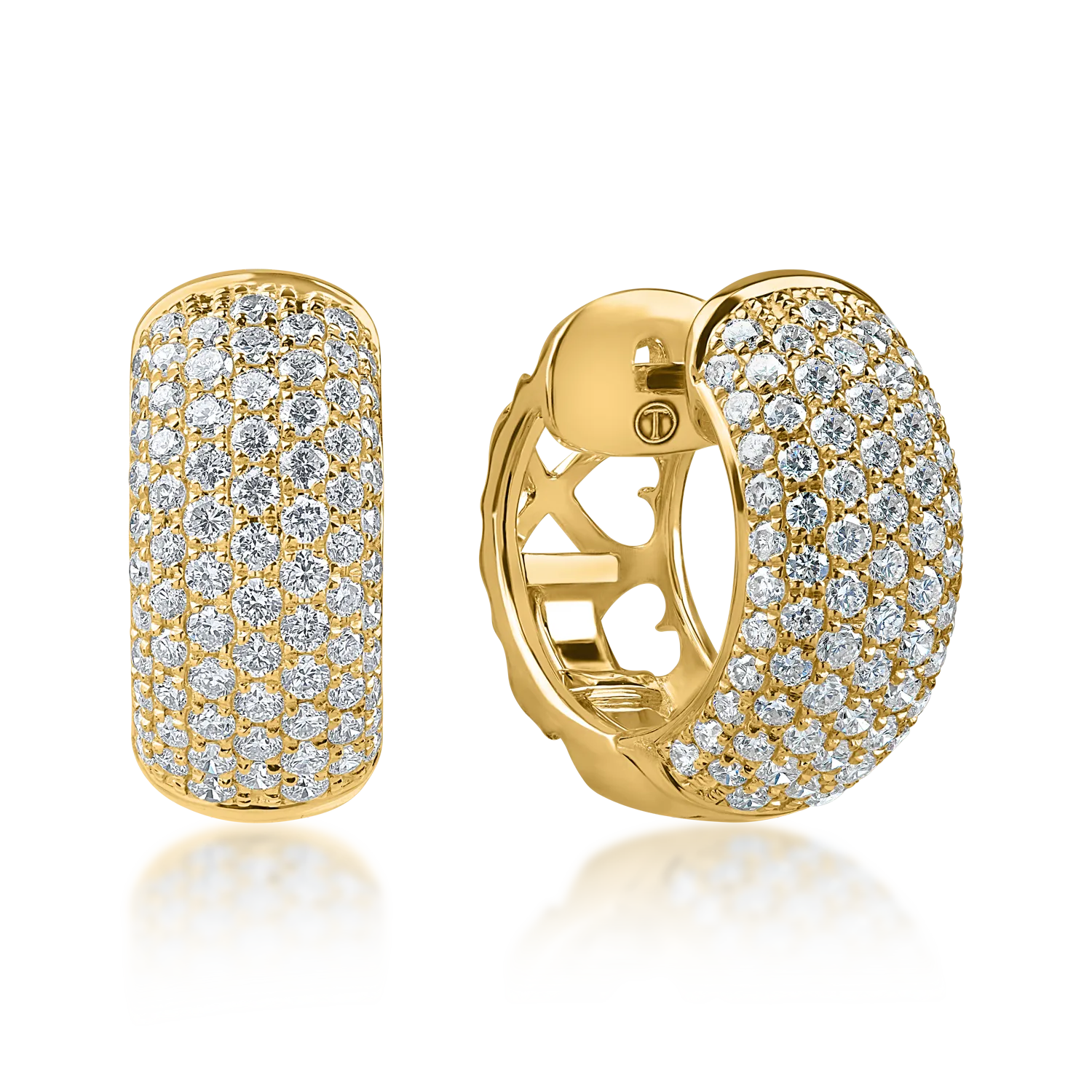 Yellow gold hoop earrings with 1.2ct diamonds