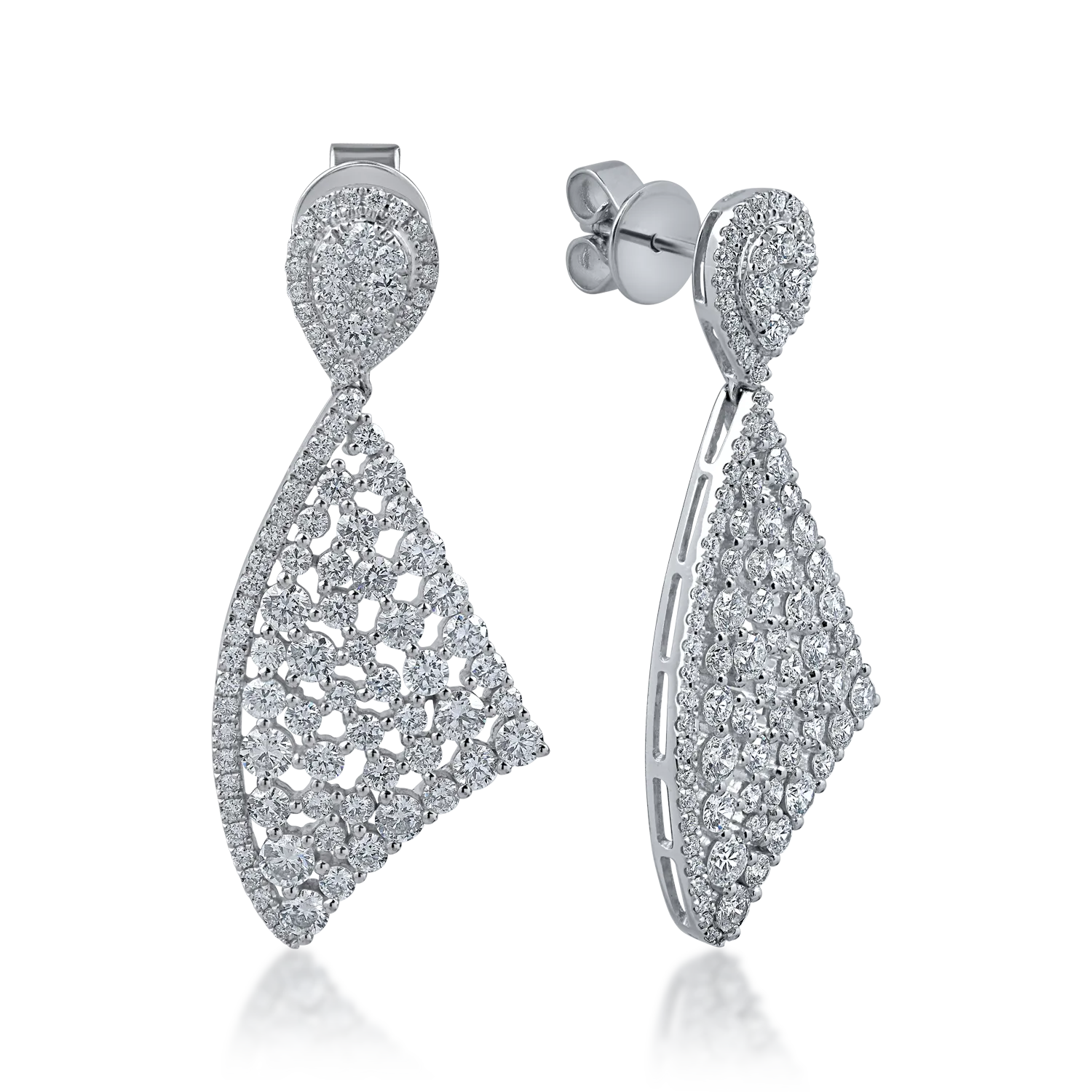 White gold long geometric earrings with 4.2ct diamonds