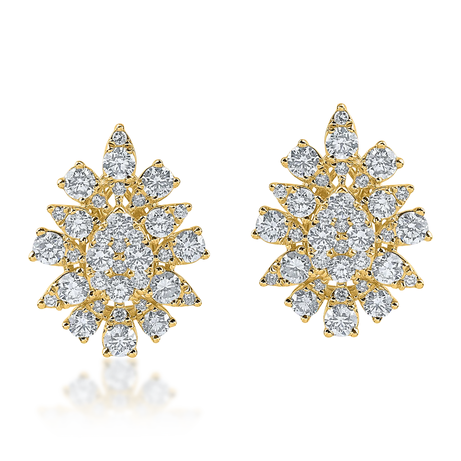 Yellow gold on-ear earrings with 2.4ct diamonds