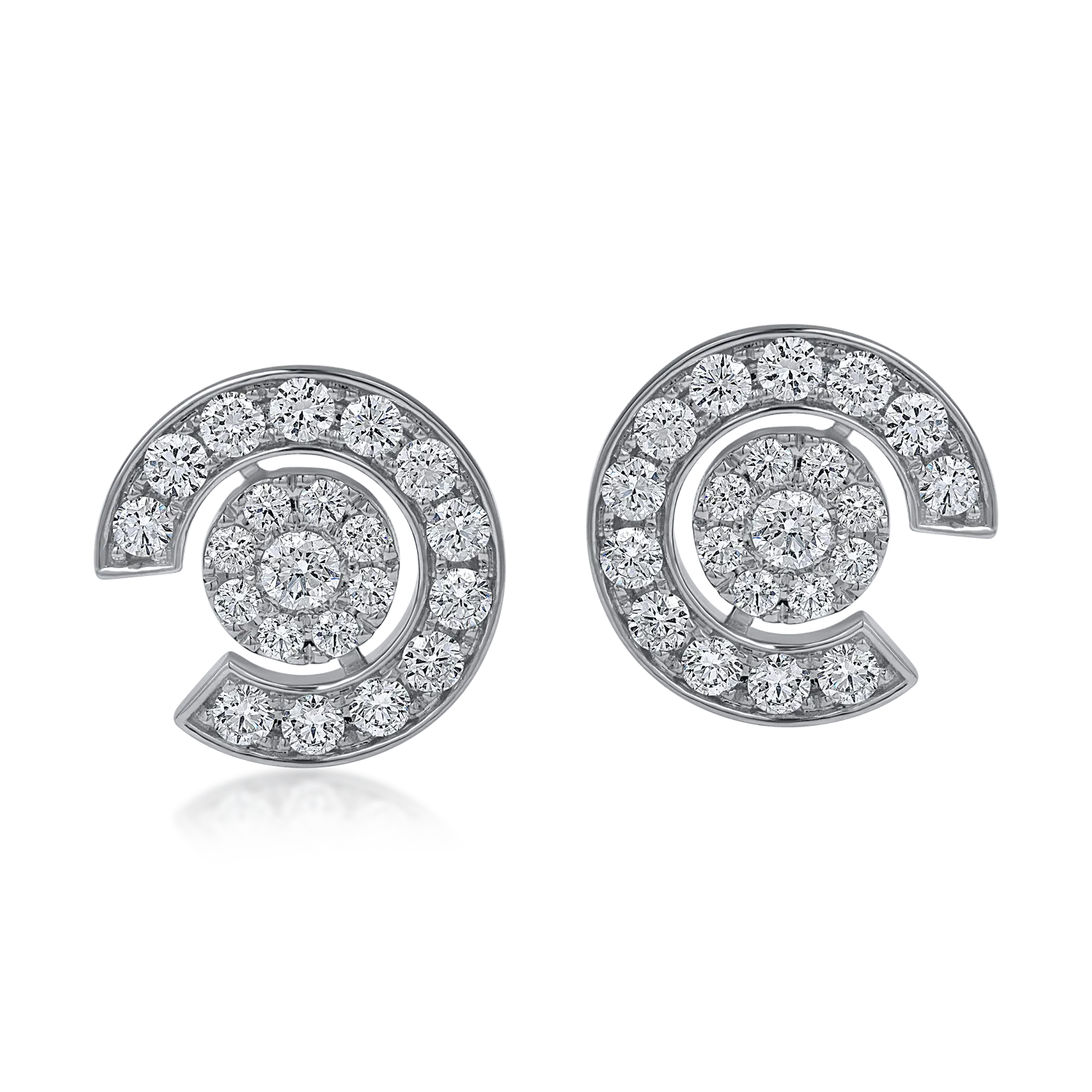 White gold round earrings with 2ct diamonds