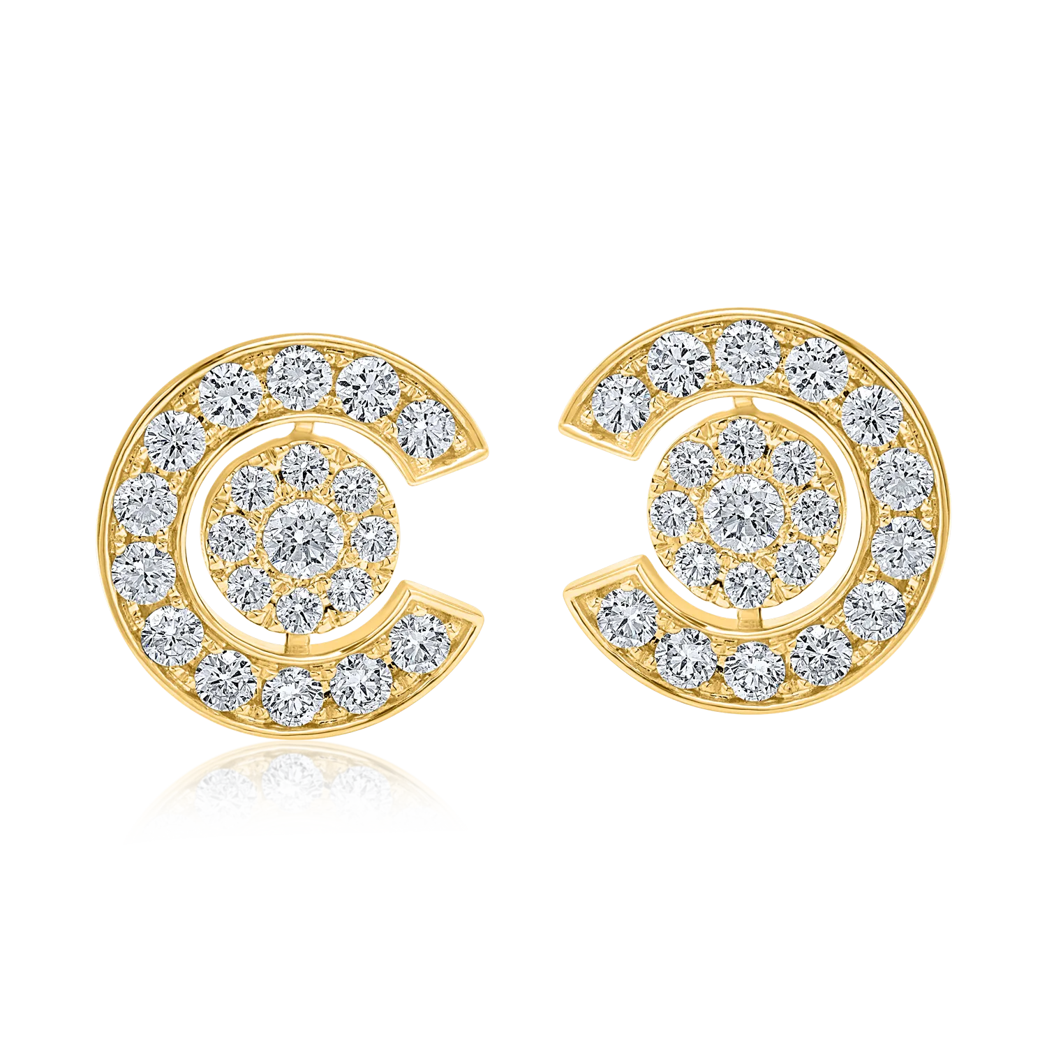 Yellow gold stud earrings with 2.09ct diamonds