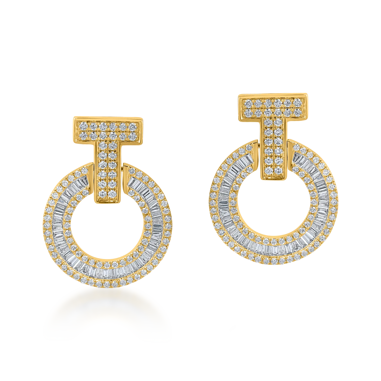 Yellow gold hoop earrings with 1.3ct diamonds