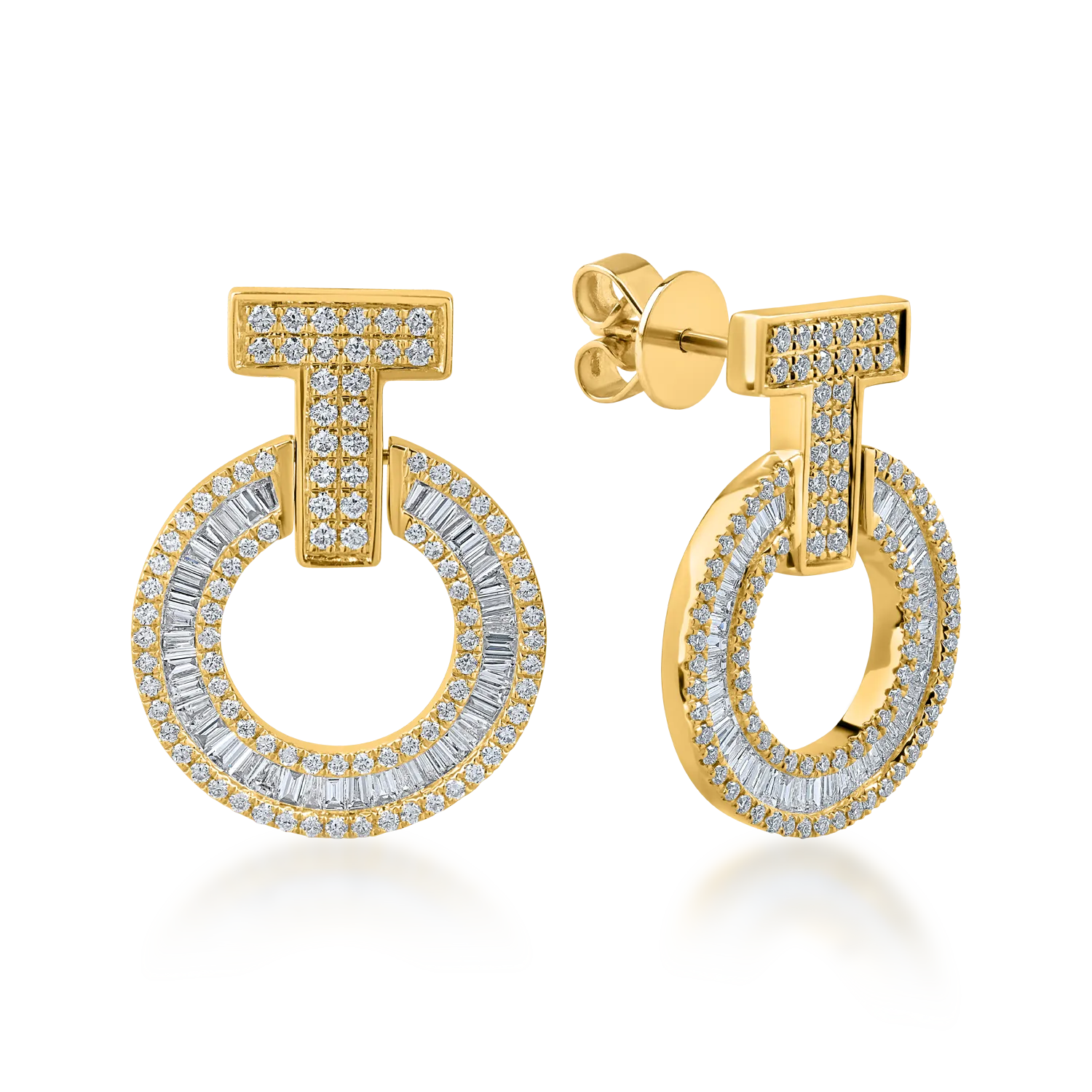 Yellow gold hoop earrings with 1.3ct diamonds