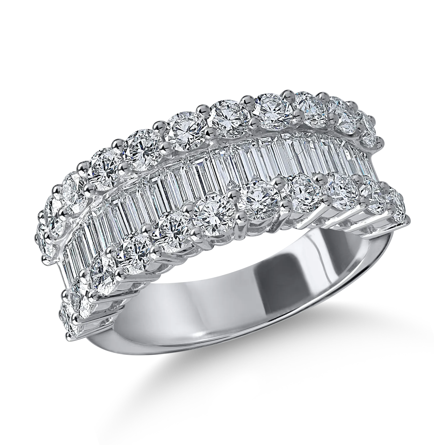 Микрозакрепващ пръстен от бяло злато с 2.7кт диаманти-182089