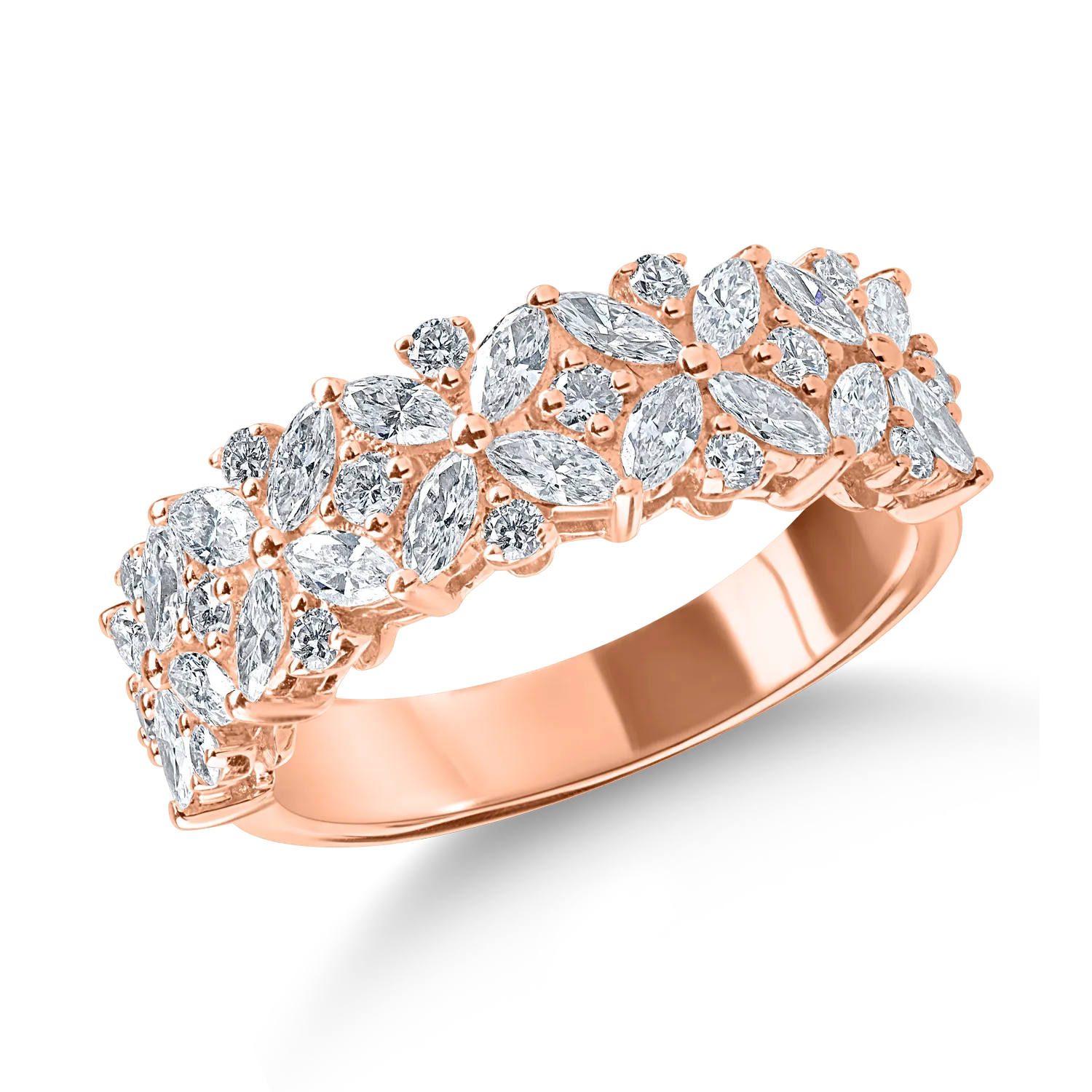 Pierścionek z różowego złota z 1.1ct diamentami