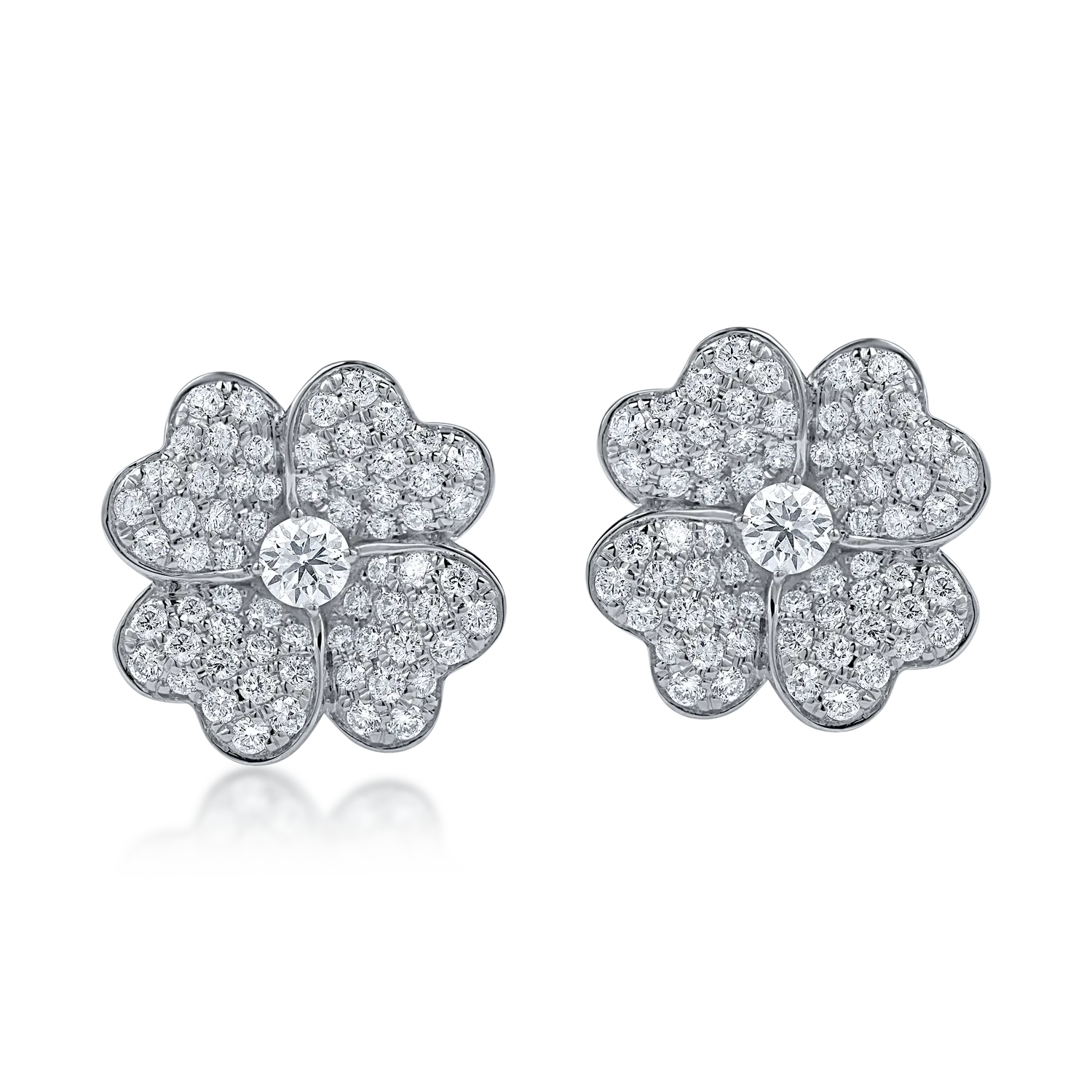 White gold flower earrings with 1.3ct diamonds