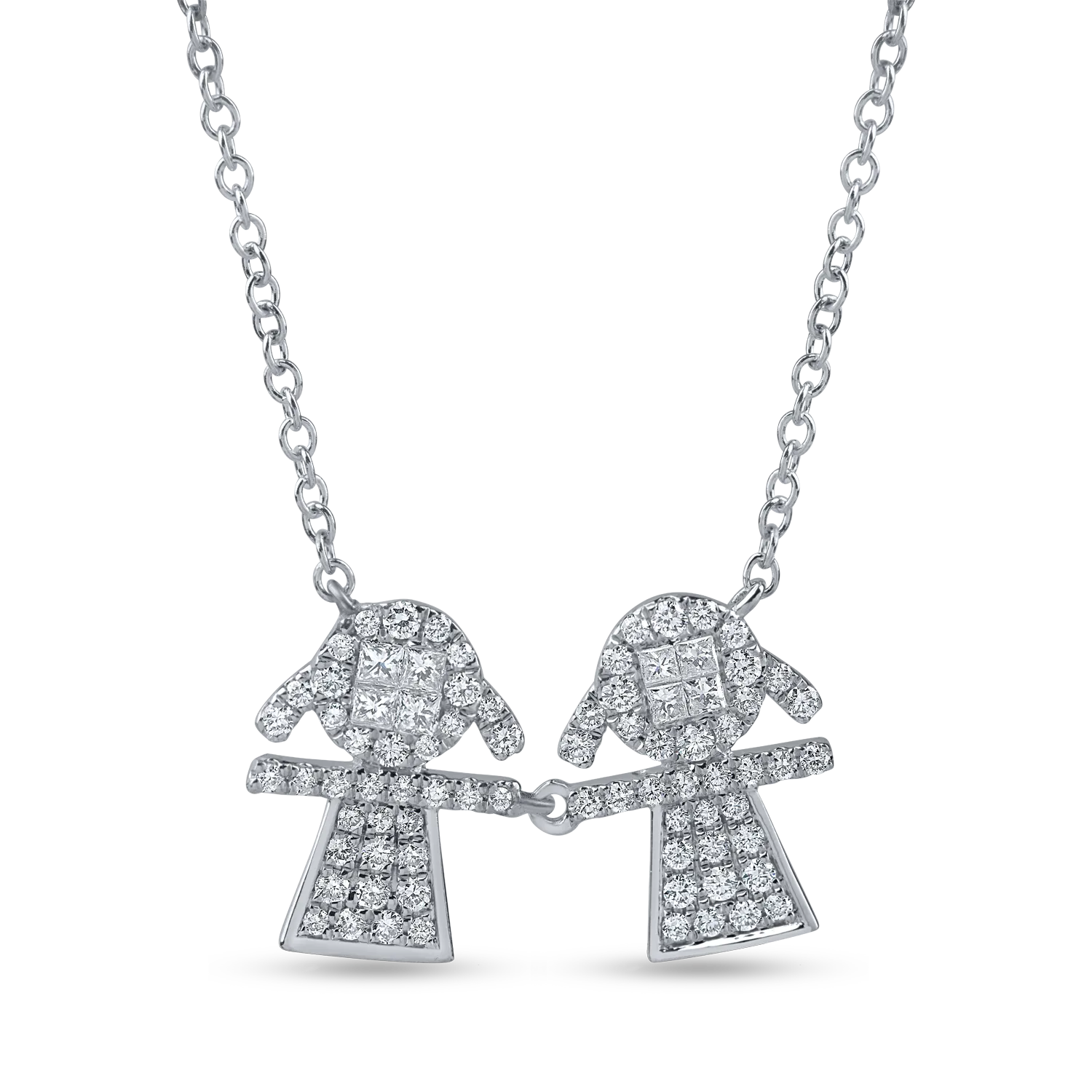 White gold children pendants necklace with 0.6ct diamonds