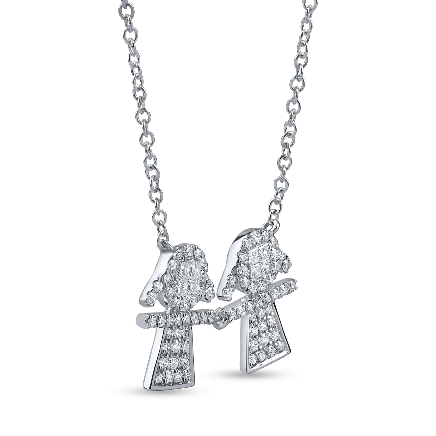 White gold children pendants necklace with 0.6ct diamonds