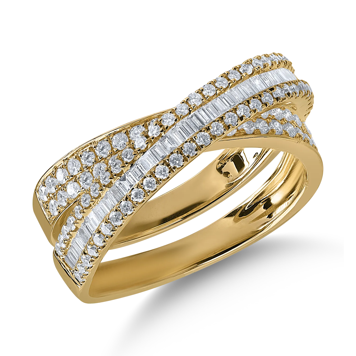 Yellow gold half eternity ring with 1ct diamonds