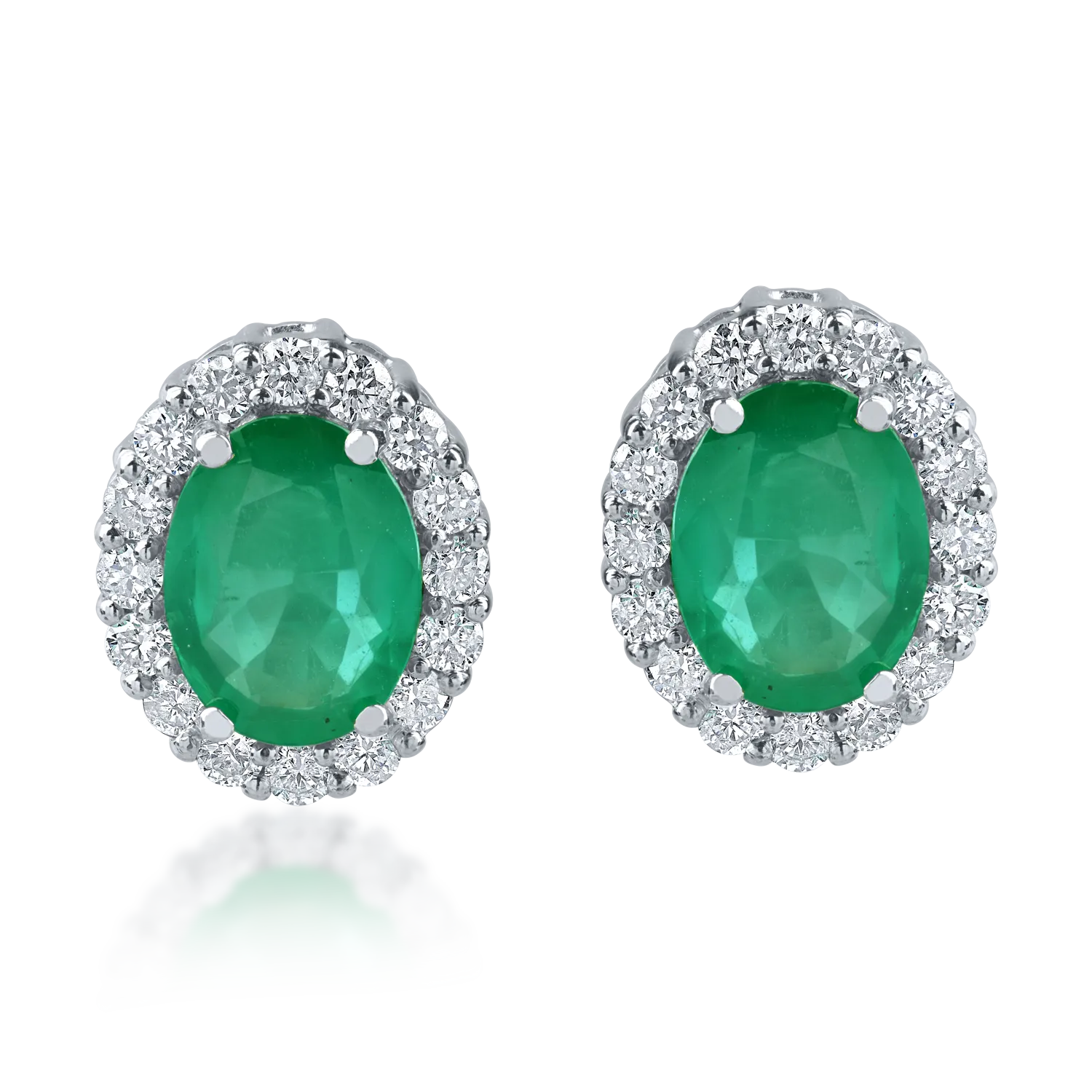 Round white gold earrings with 2.3ct emeralds and 0.5ct diamonds