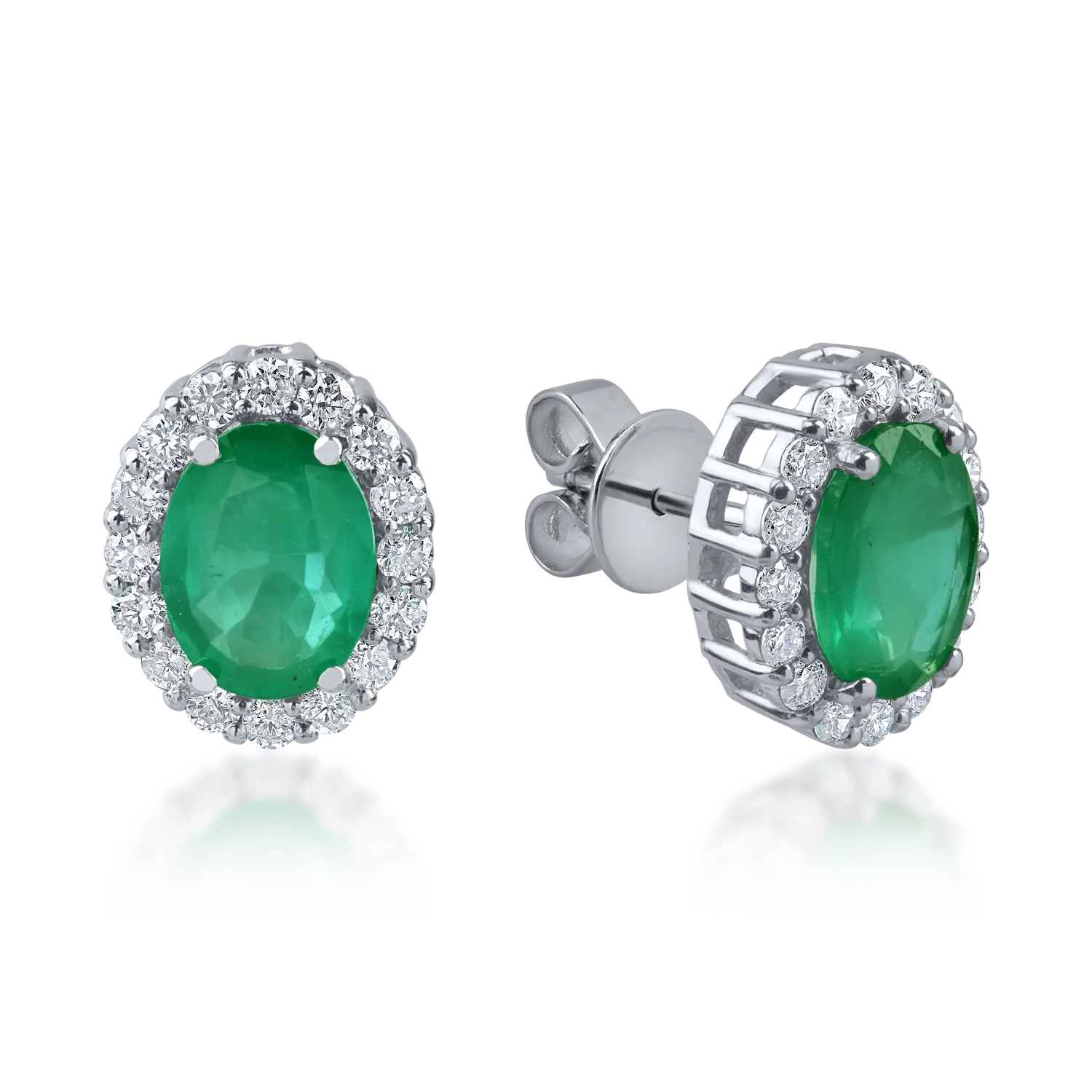 Round white gold earrings with 2.3ct emeralds and 0.5ct diamonds