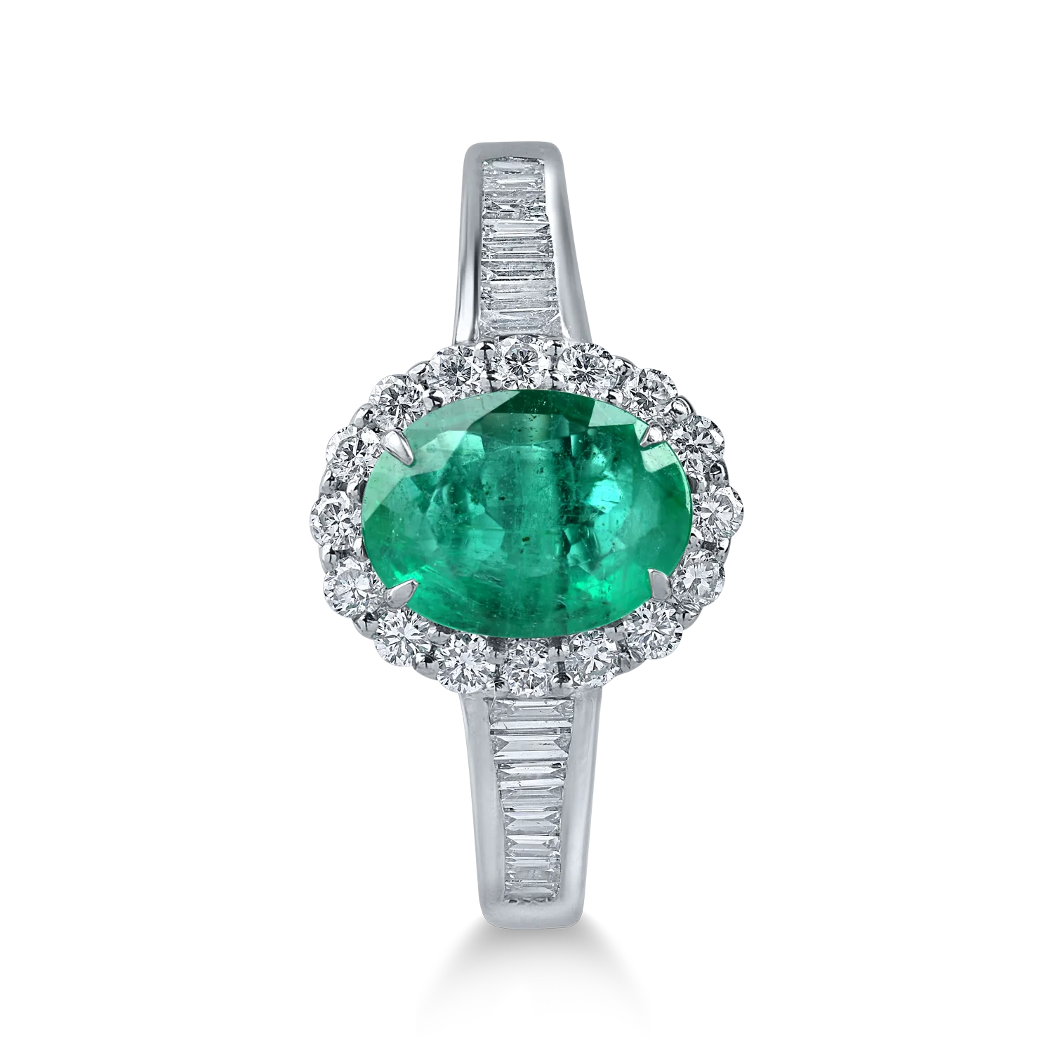 Inel din aur alb cu smarald oval de 0.9ct si diamante de 0.4ct - imagine 2