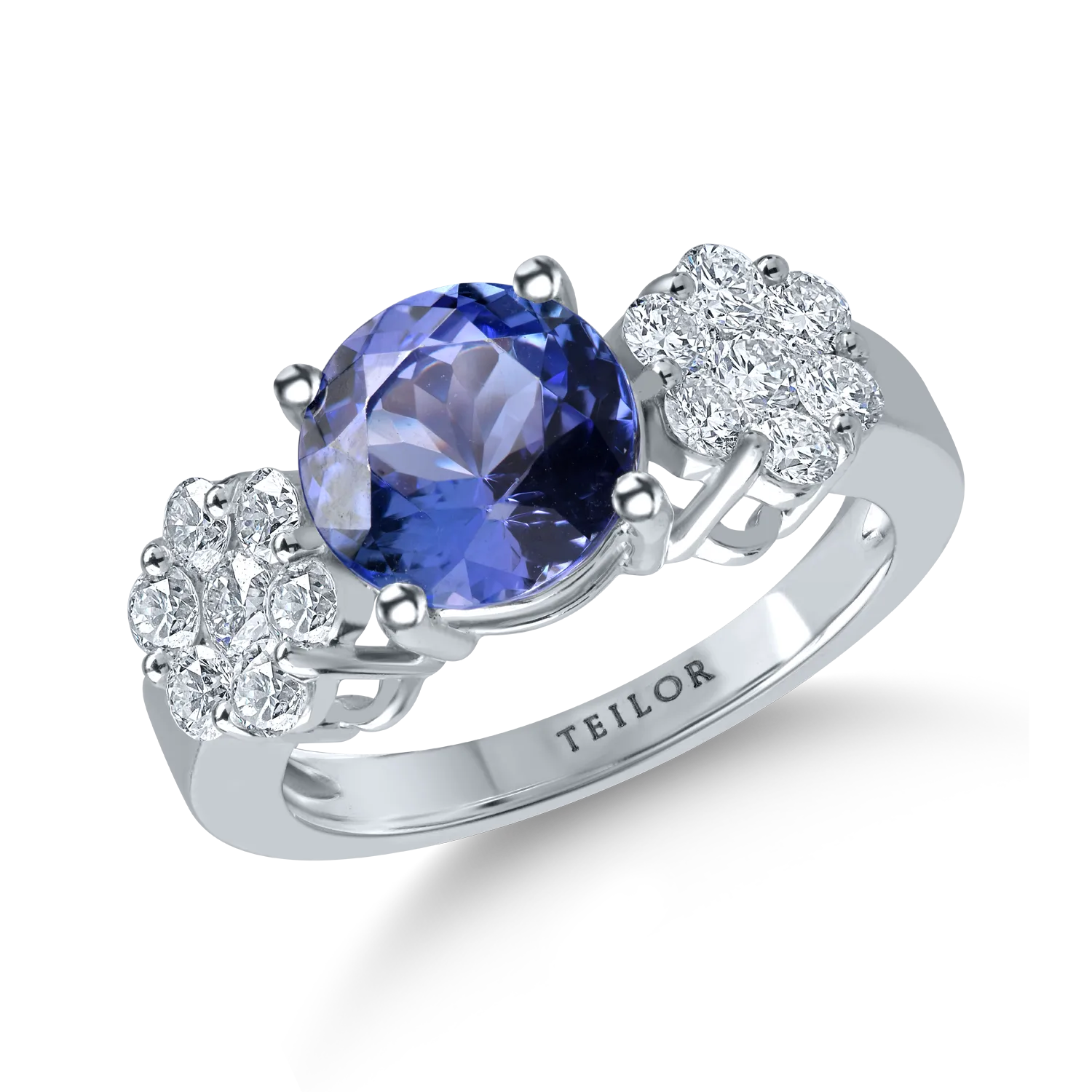 Teilor Inel din aur alb cu tanzanit de 2.6ct si diamante de 0.9ct