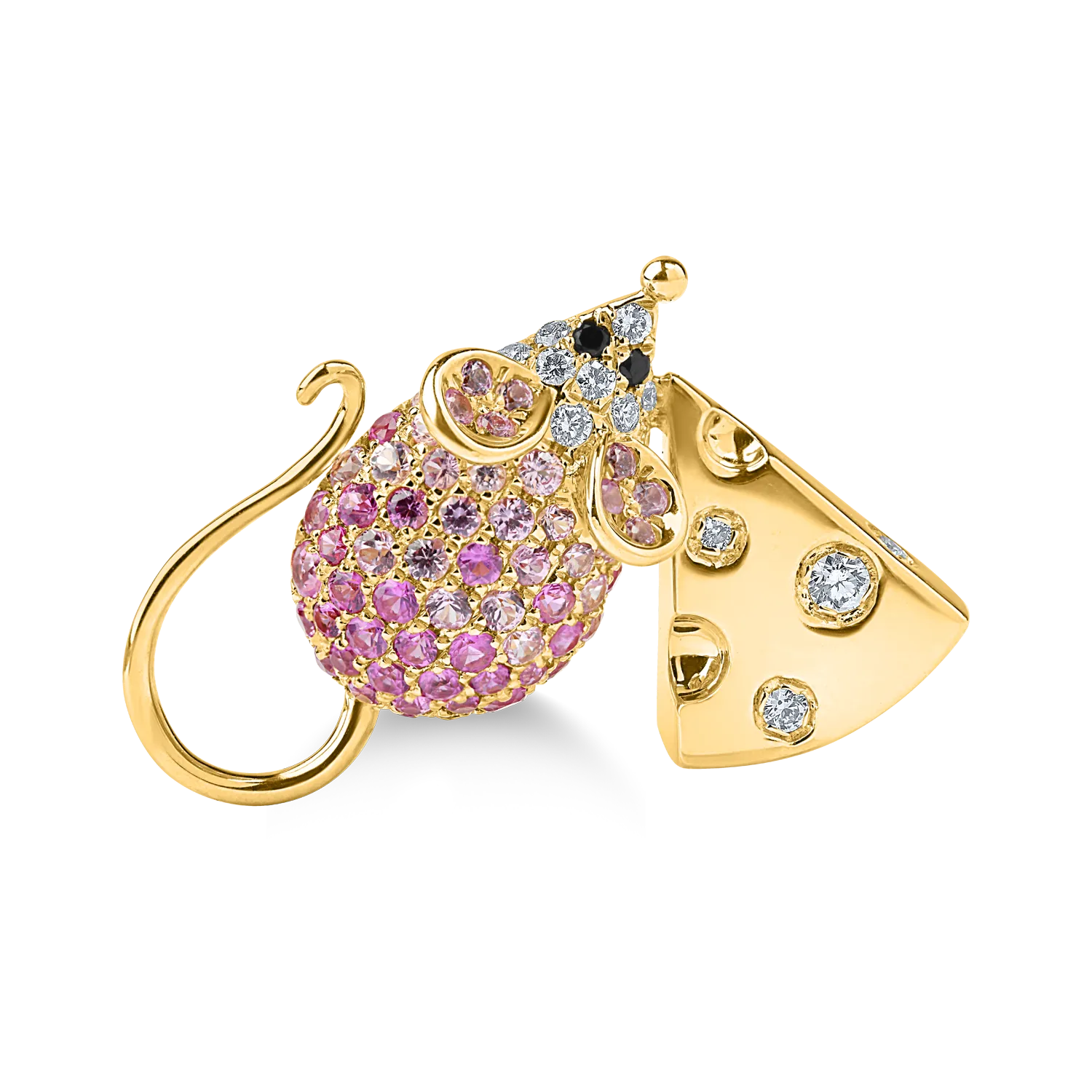 Yellow gold pendant with 0.6ct pink sapphires and 0.1ct diamonds