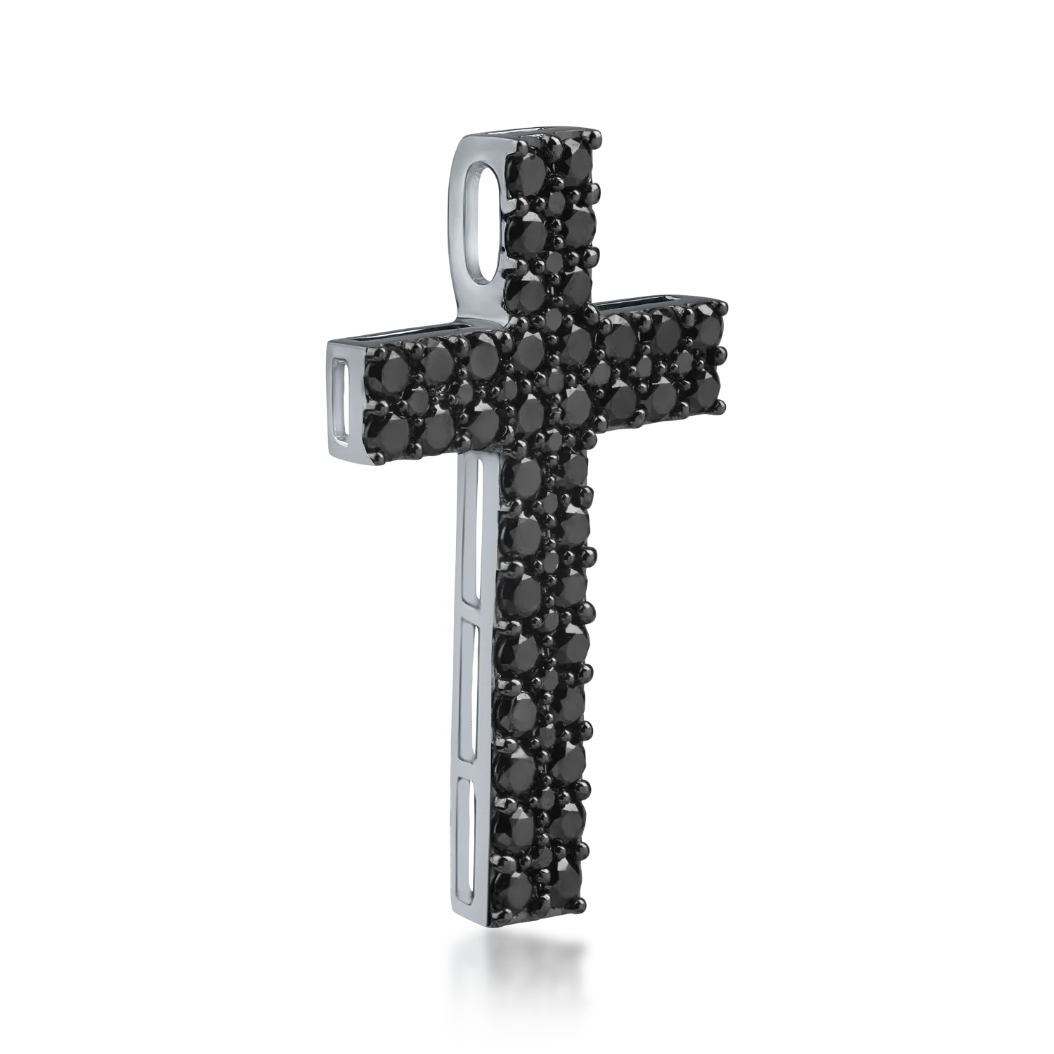 Black gold cross pendant with 1.4ct black diamonds