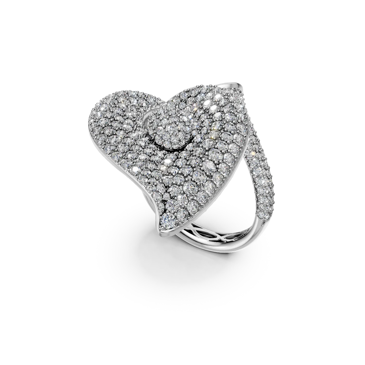 White gold flower ring with 4.6ct diamonds