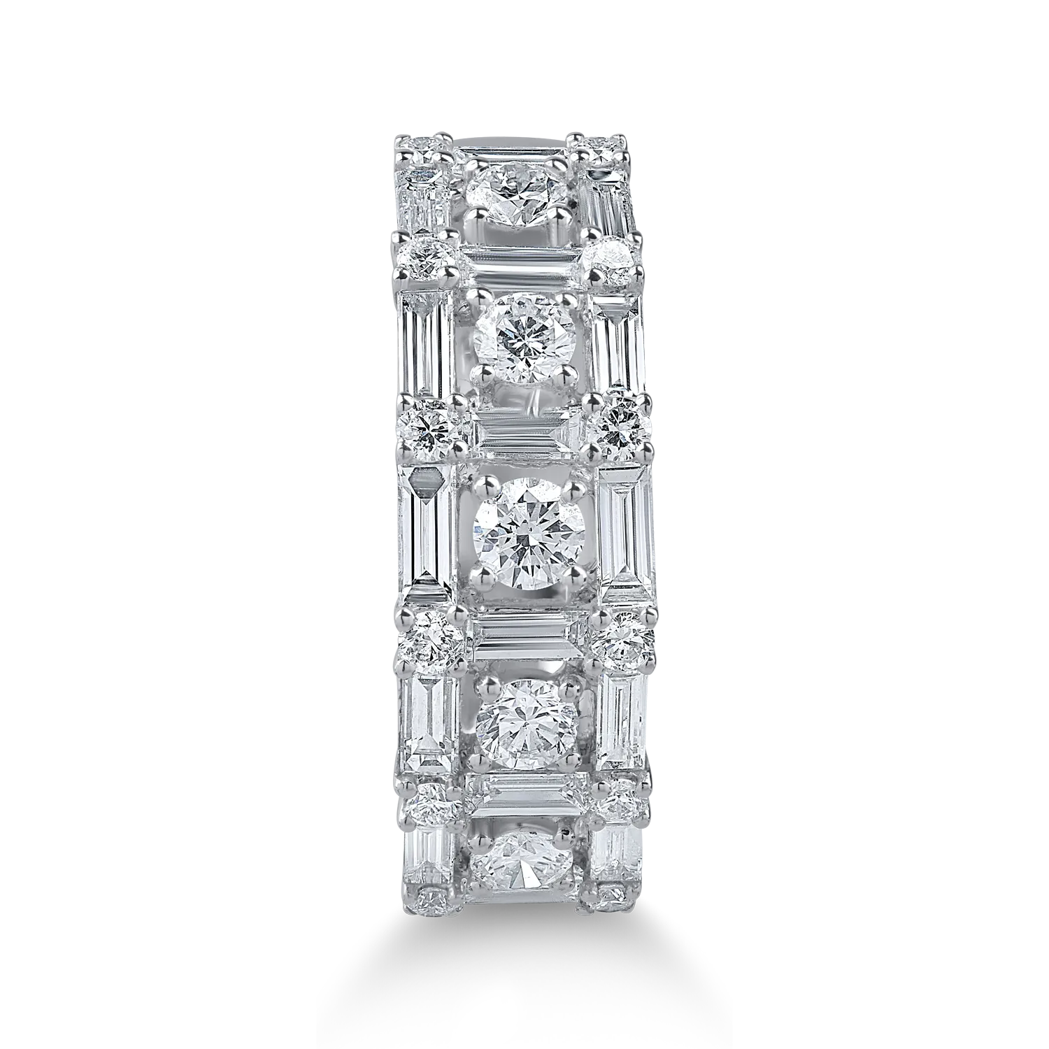 Inel semi eternity din aur alb cu diamante de 1.4ct