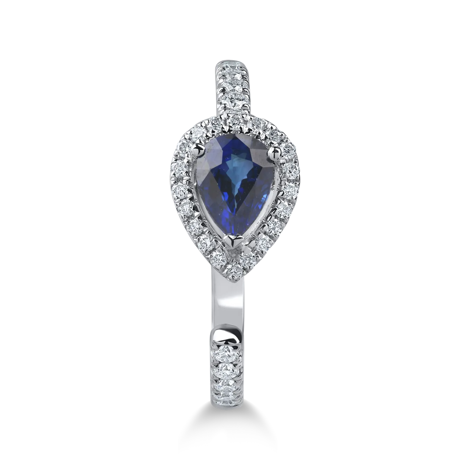 White gold open ring with 0.6ct sapphire and 0.2ct diamonds