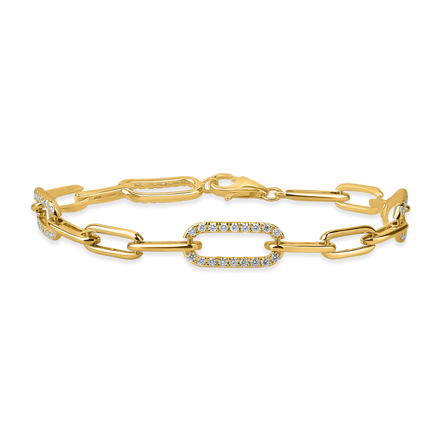 Yellow gold bracelet with oversized link chain and 0.7ct diamonds