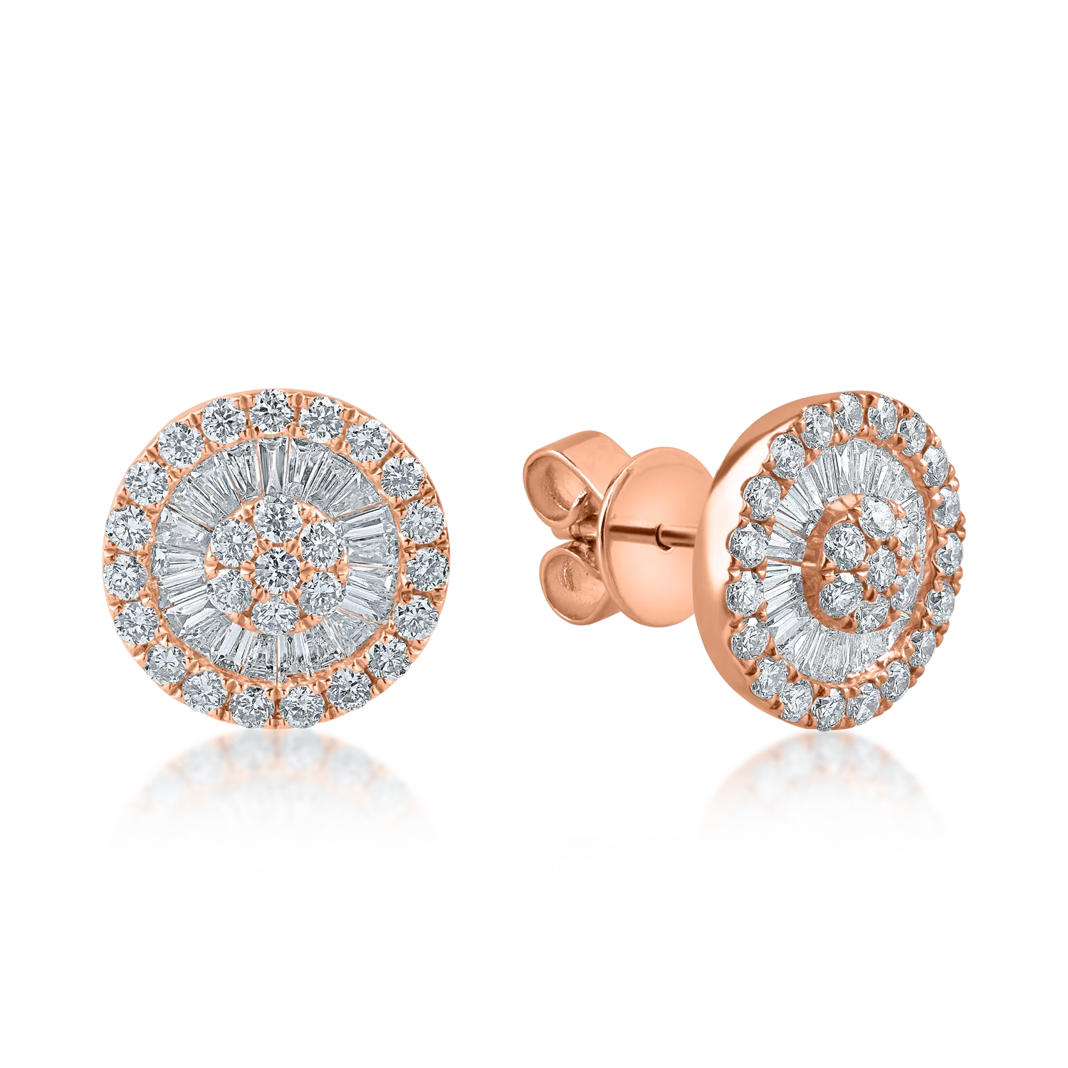 Rose gold round earrings with 0.9ct diamonds