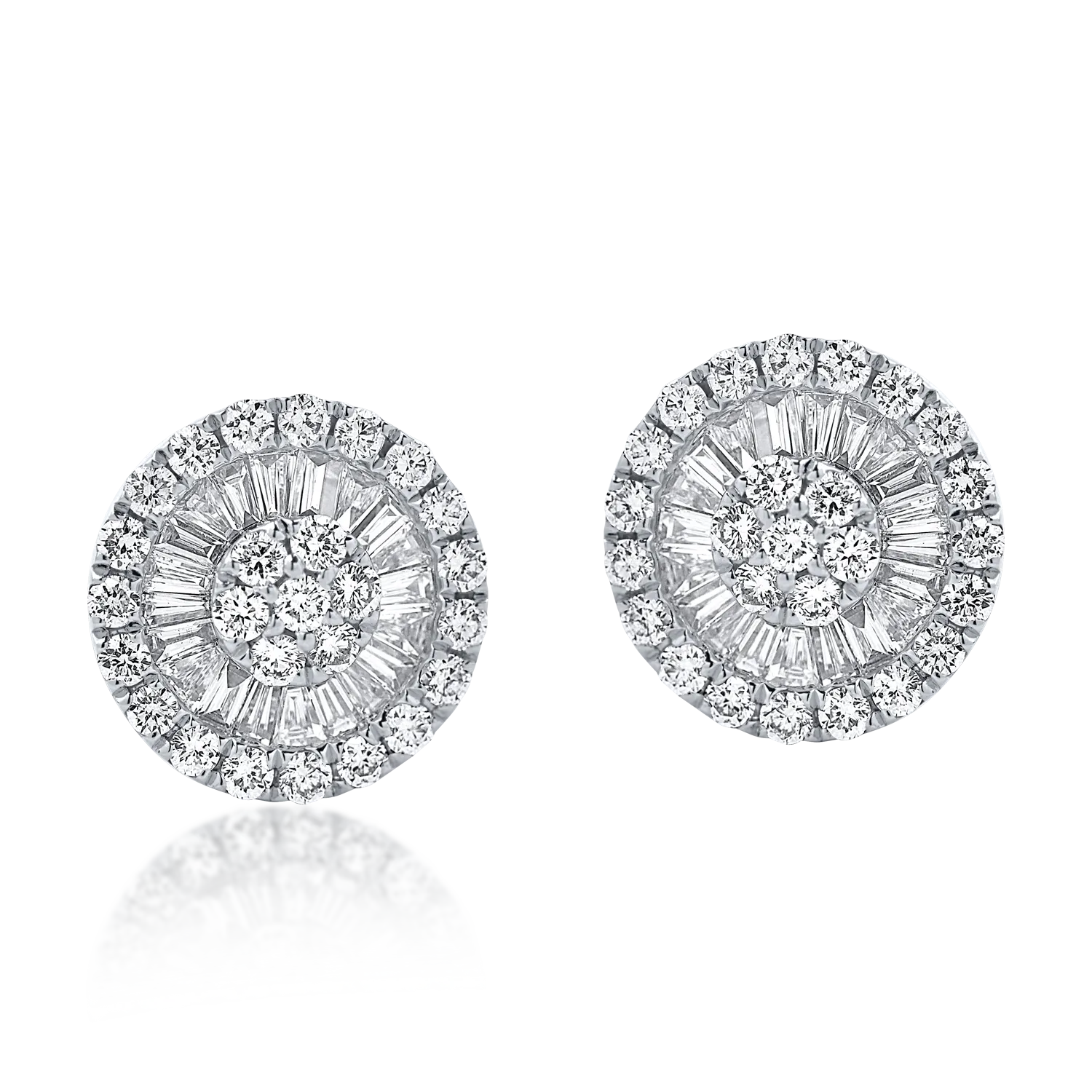 Okrągłe kolczyki z białego złota z diamentami 0.9ct-182233