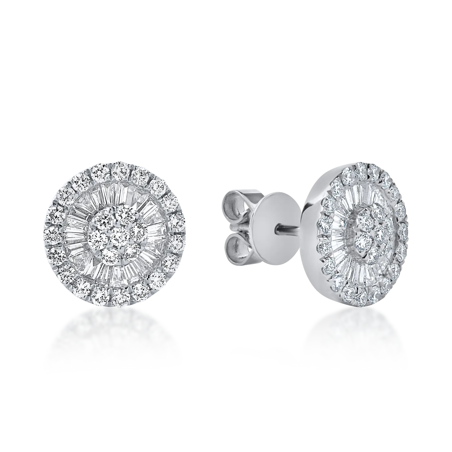 Cercei rotunzi din aur alb cu diamante de 0.9ct