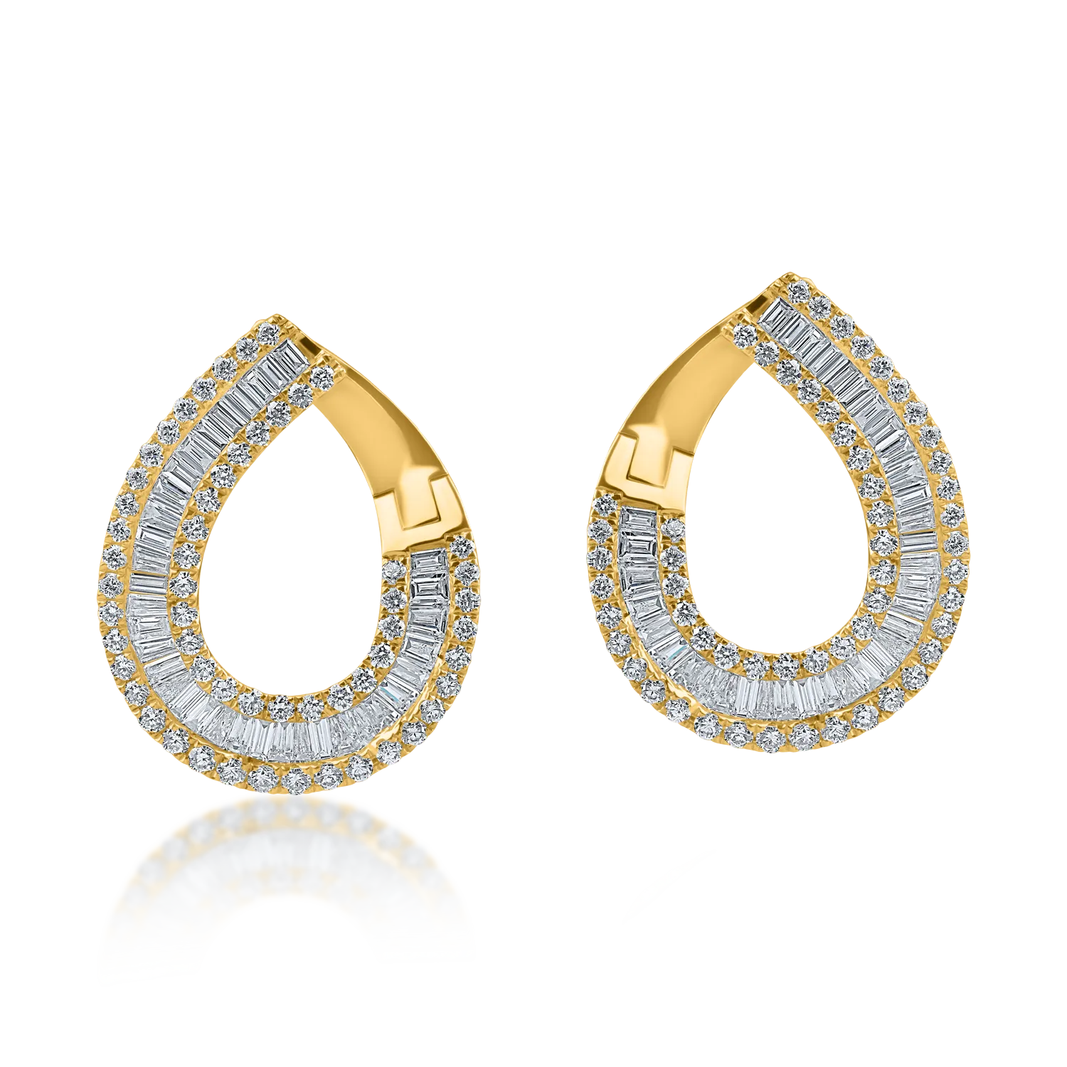 Yellow gold geometric earrings with 1.7ct diamonds