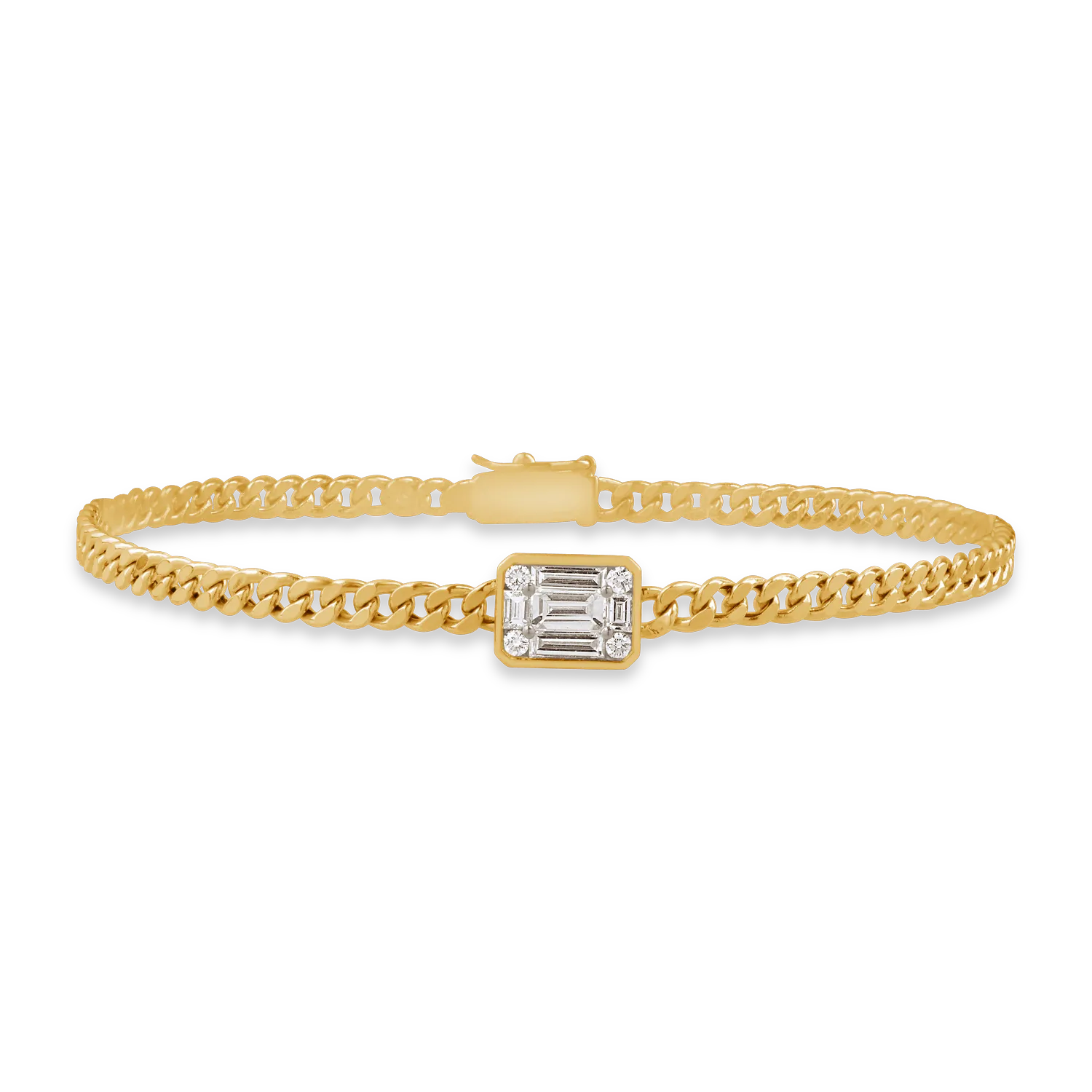 Yellow gold geometric pendant bracelet with 0.3ct diamonds