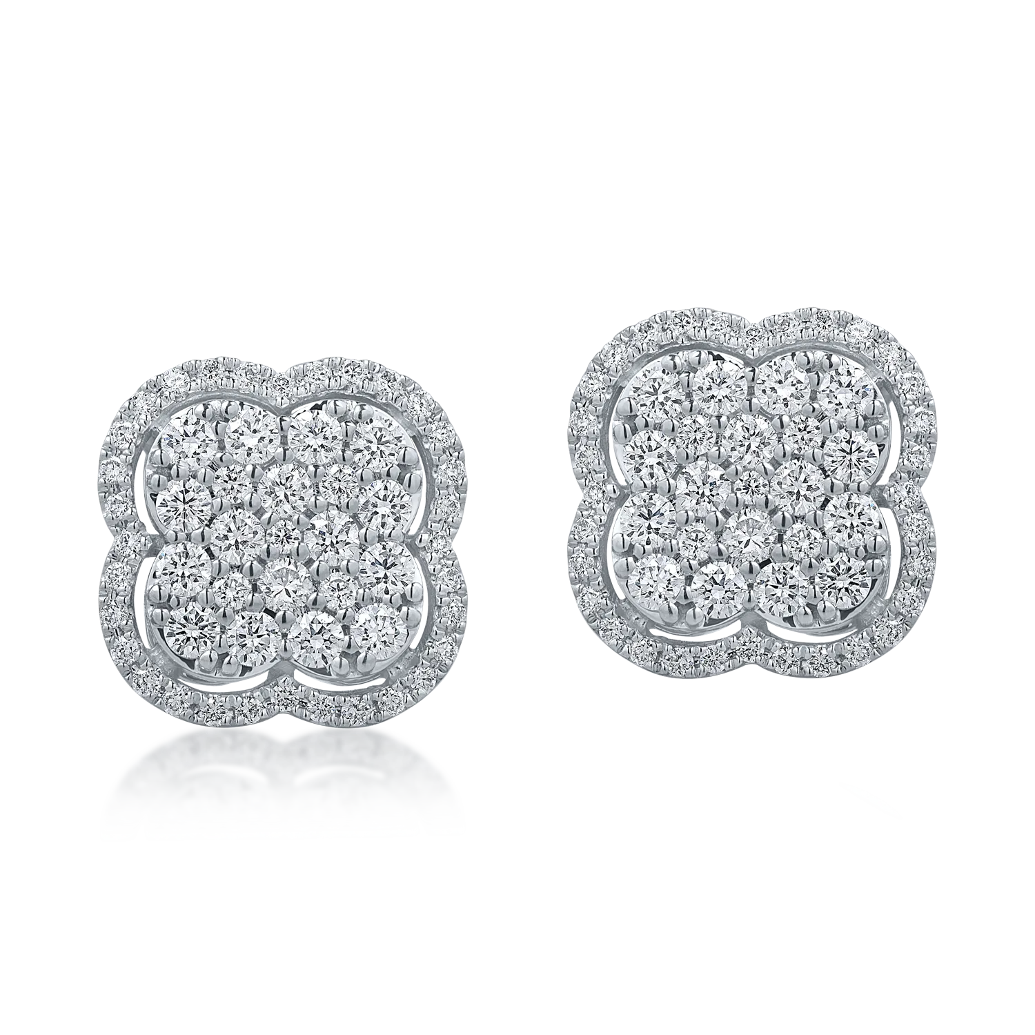 White gold flower earrings with 1.1ct diamonds