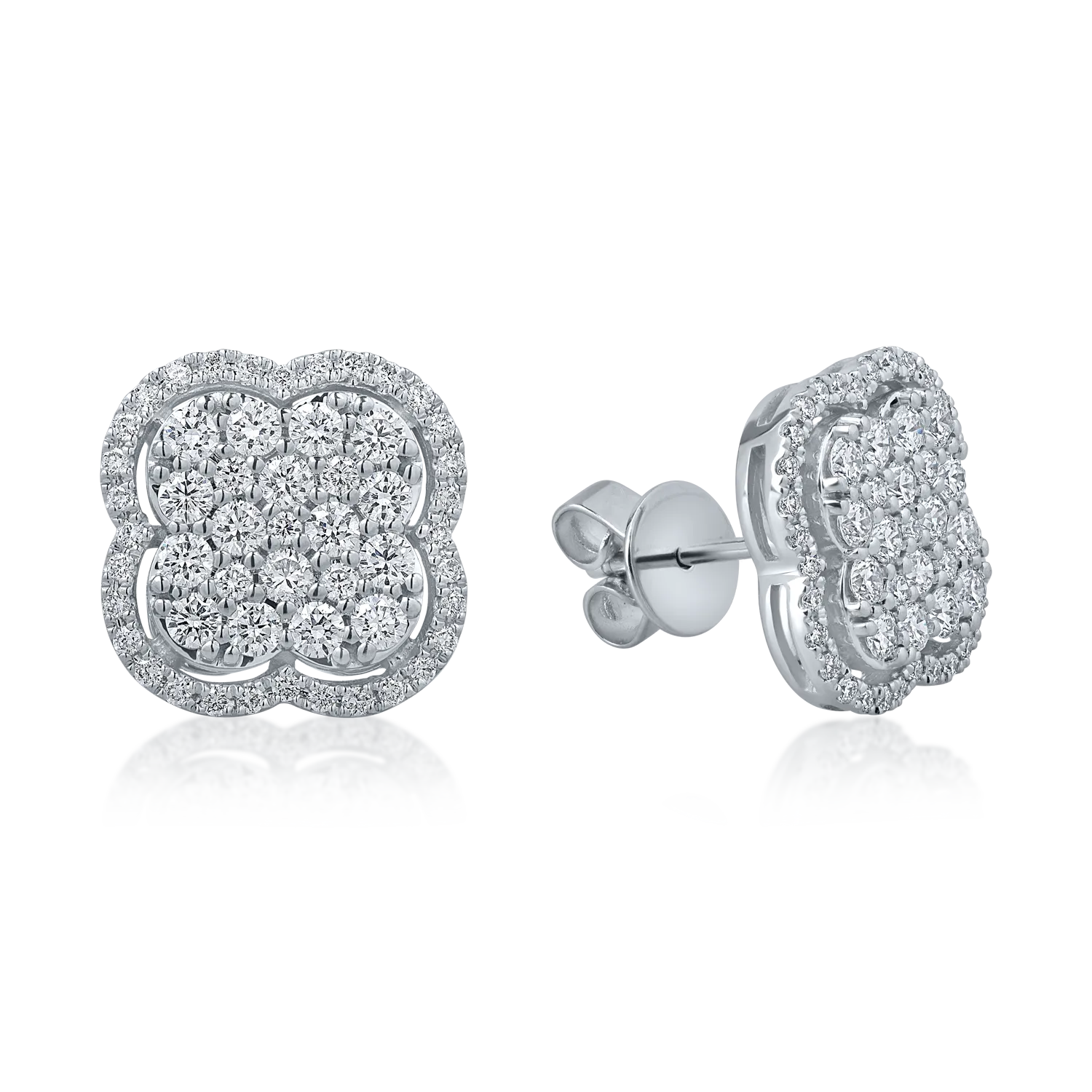 White gold flower earrings with 1.1ct diamonds