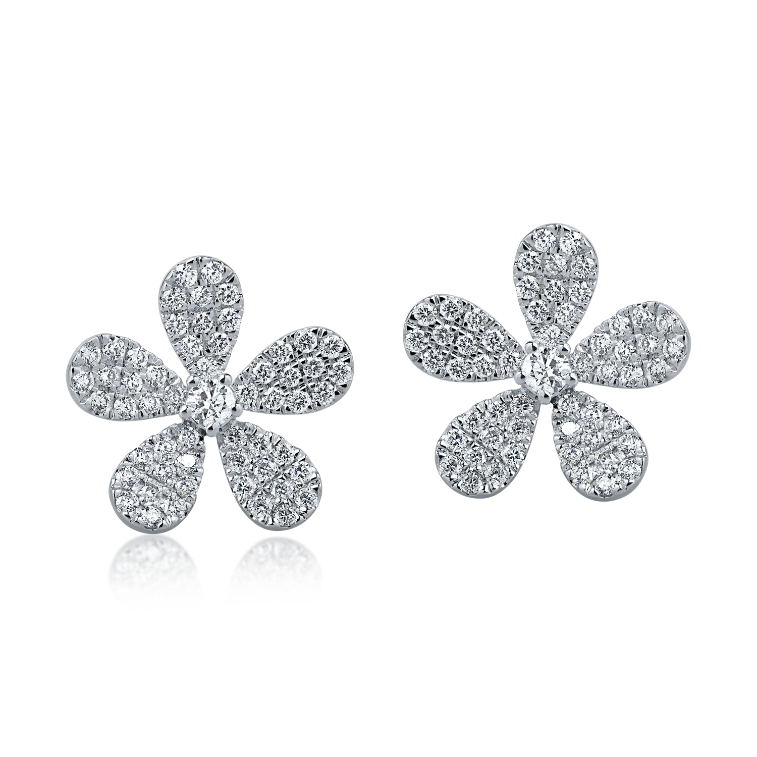 White gold flower earrings with 1ct diamonds