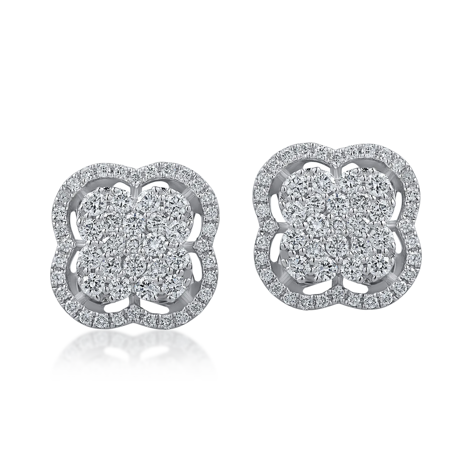 White gold flower earrings with 0.5ct diamonds