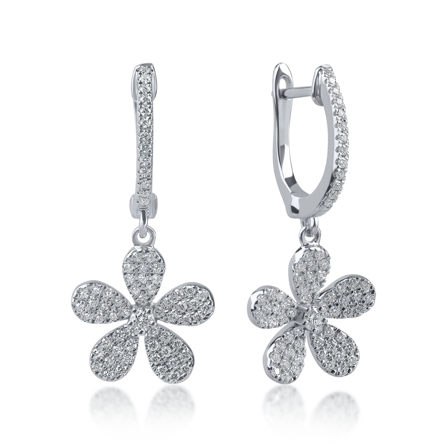 White gold hoop flower earrings with 0.5ct diamonds