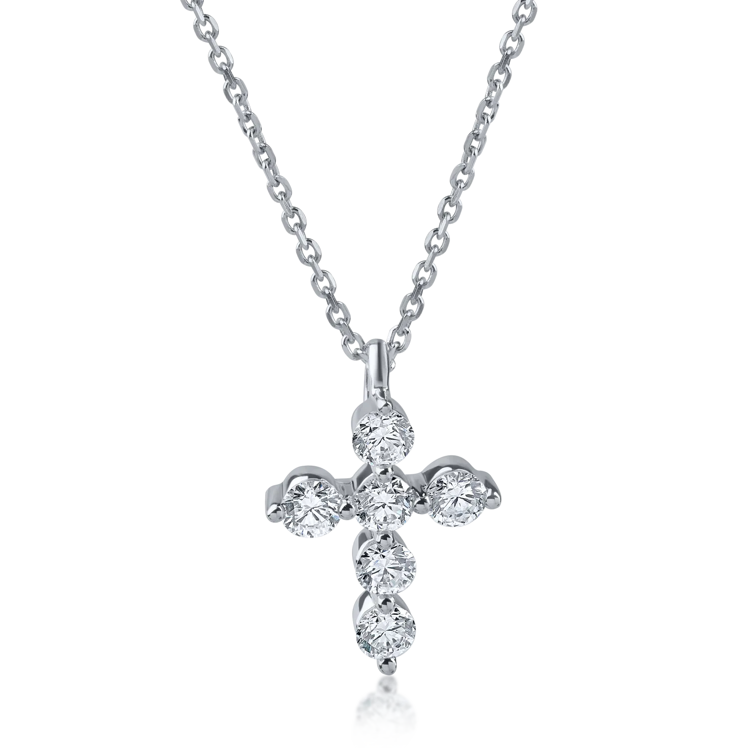 Teilor Lant cu pandantiv cruce din aur alb cu diamante de 0.3ct