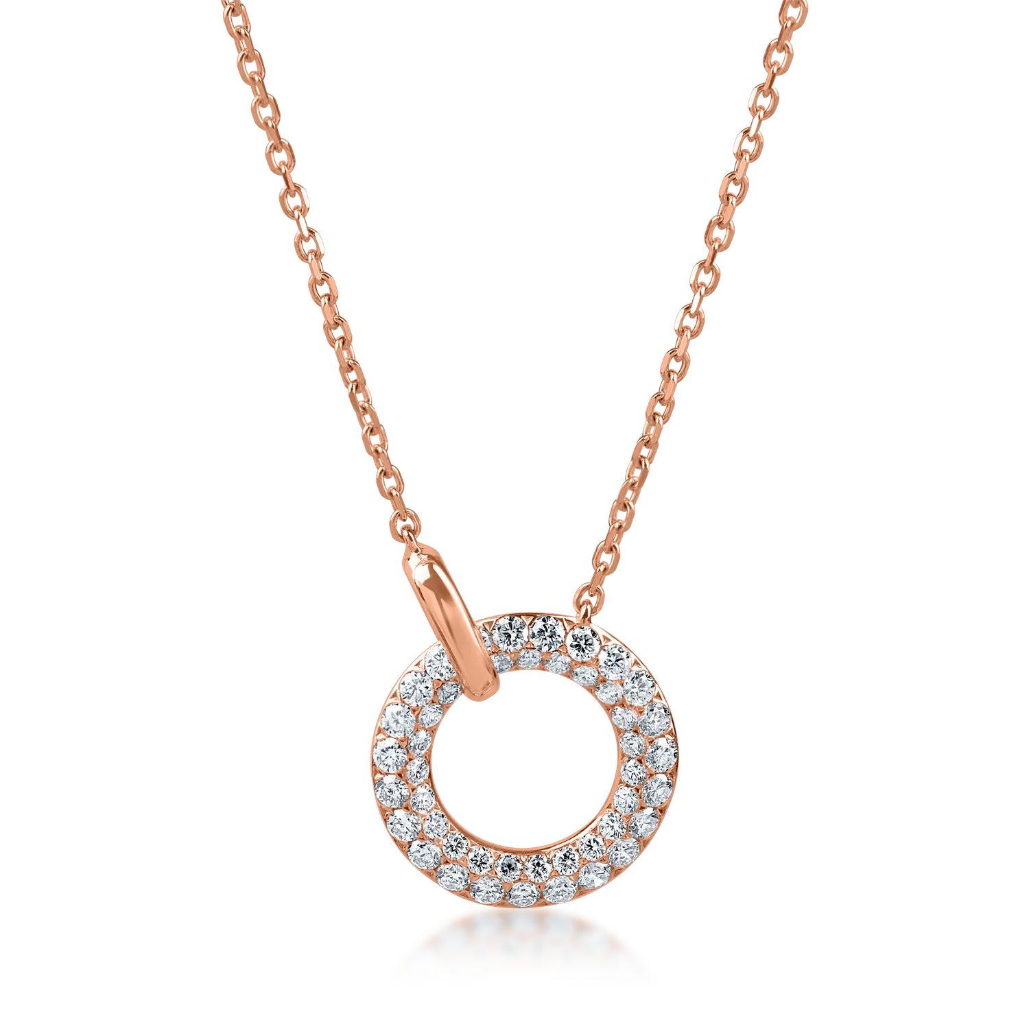 Rose gold circle pendant necklace with 0.5ct diamonds