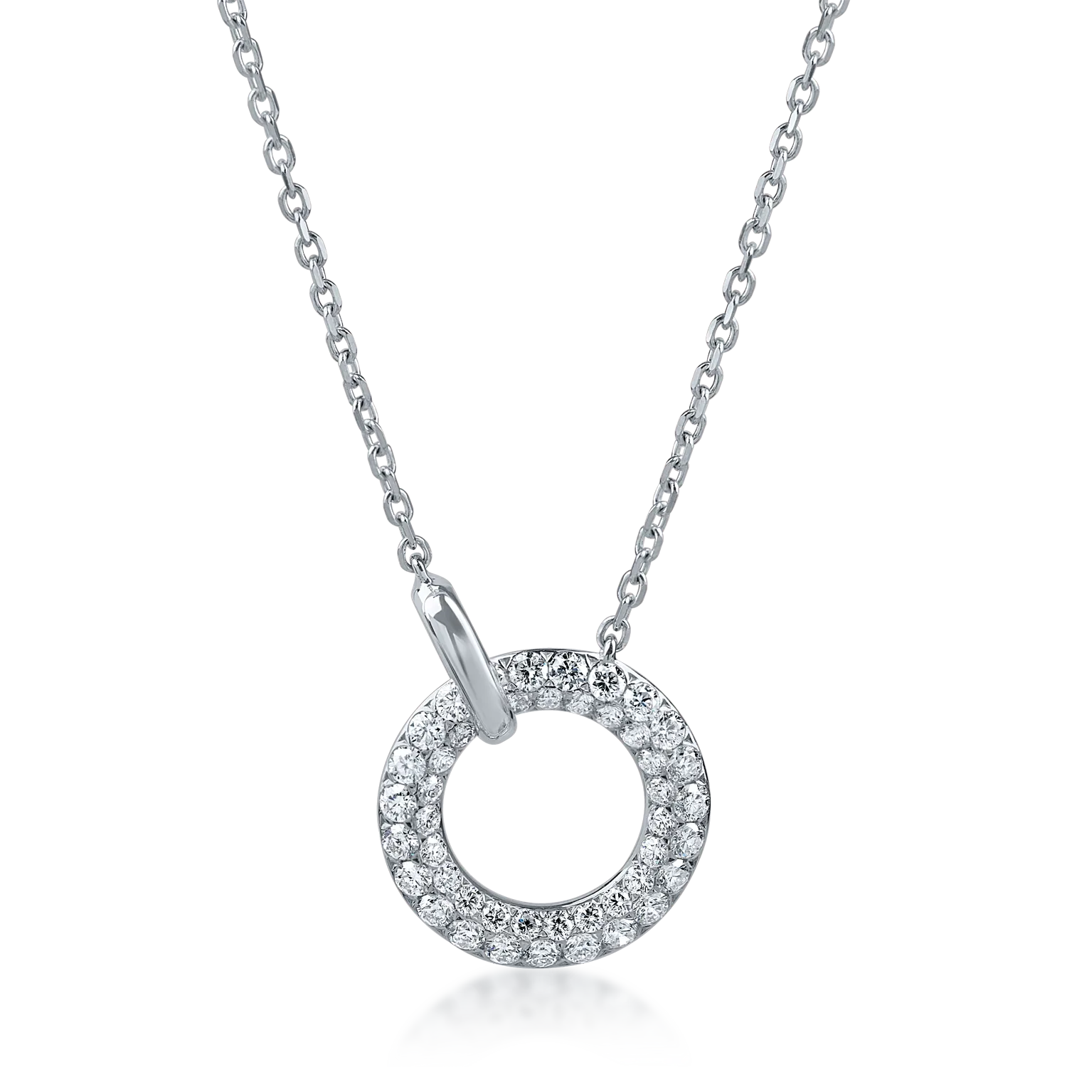 White gold circle pendant necklace with 0.5ct diamonds