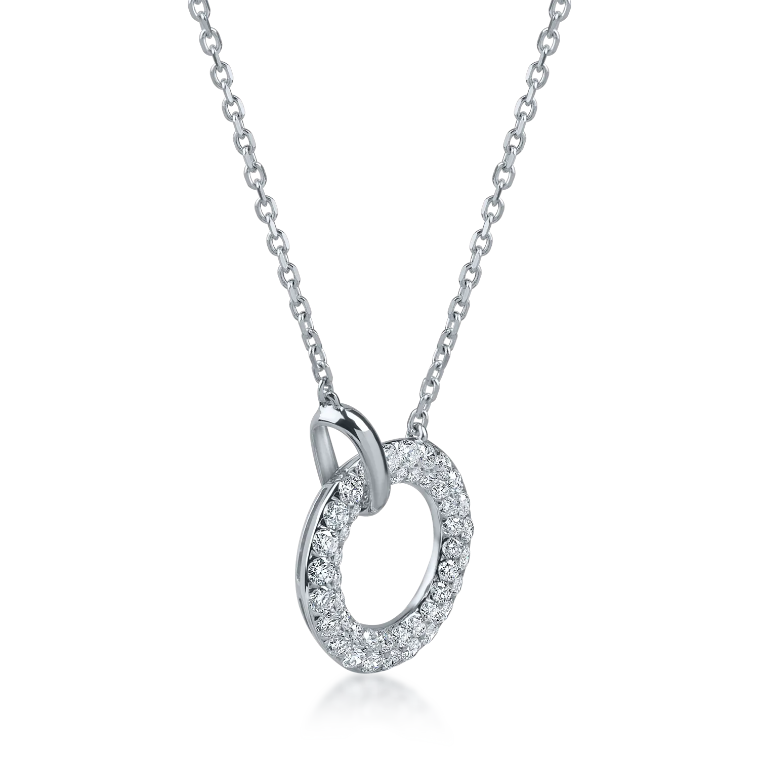 White gold circle pendant necklace with 0.5ct diamonds