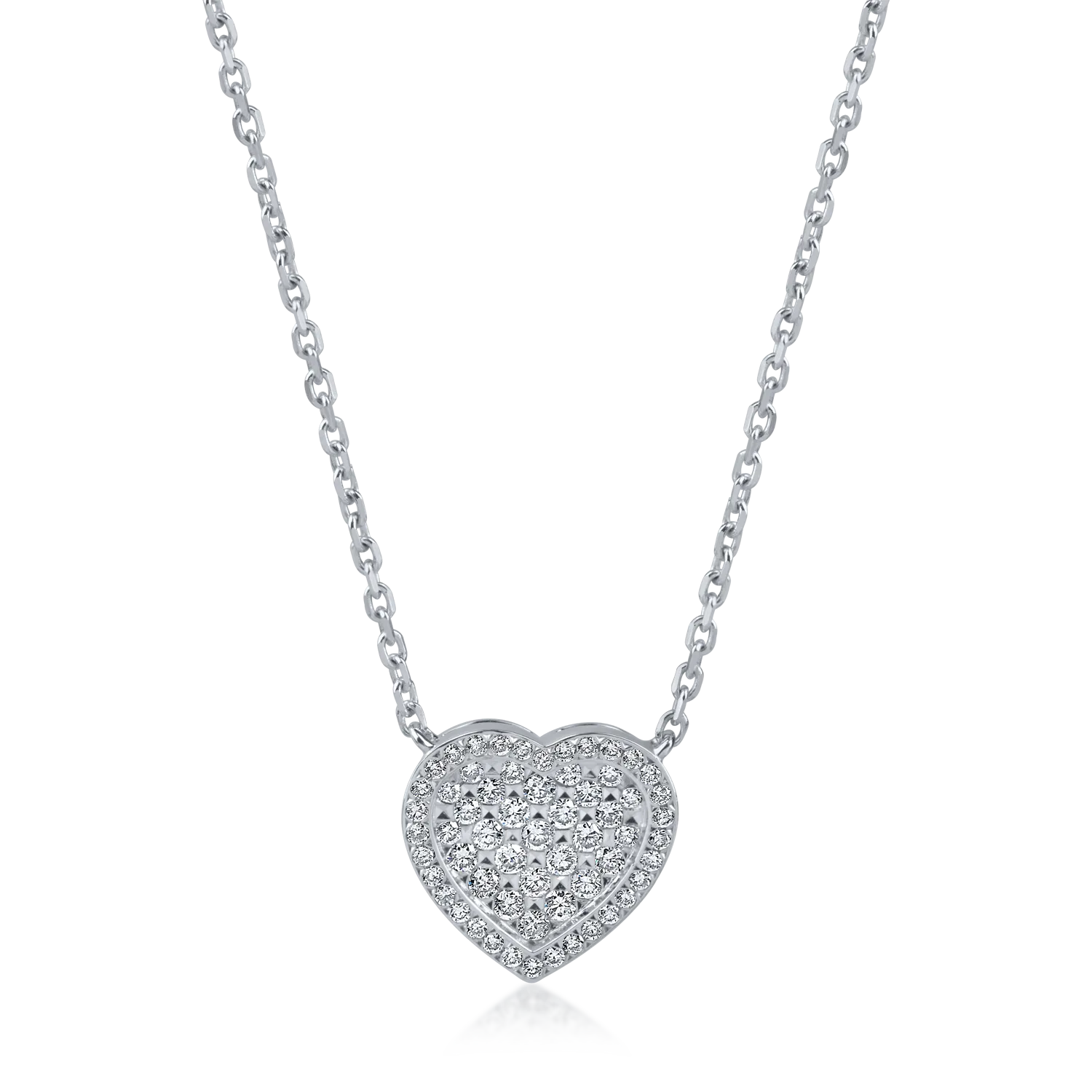 Lant cu pandantiv inimioara din aur alb cu diamante de 0.3ct-182272