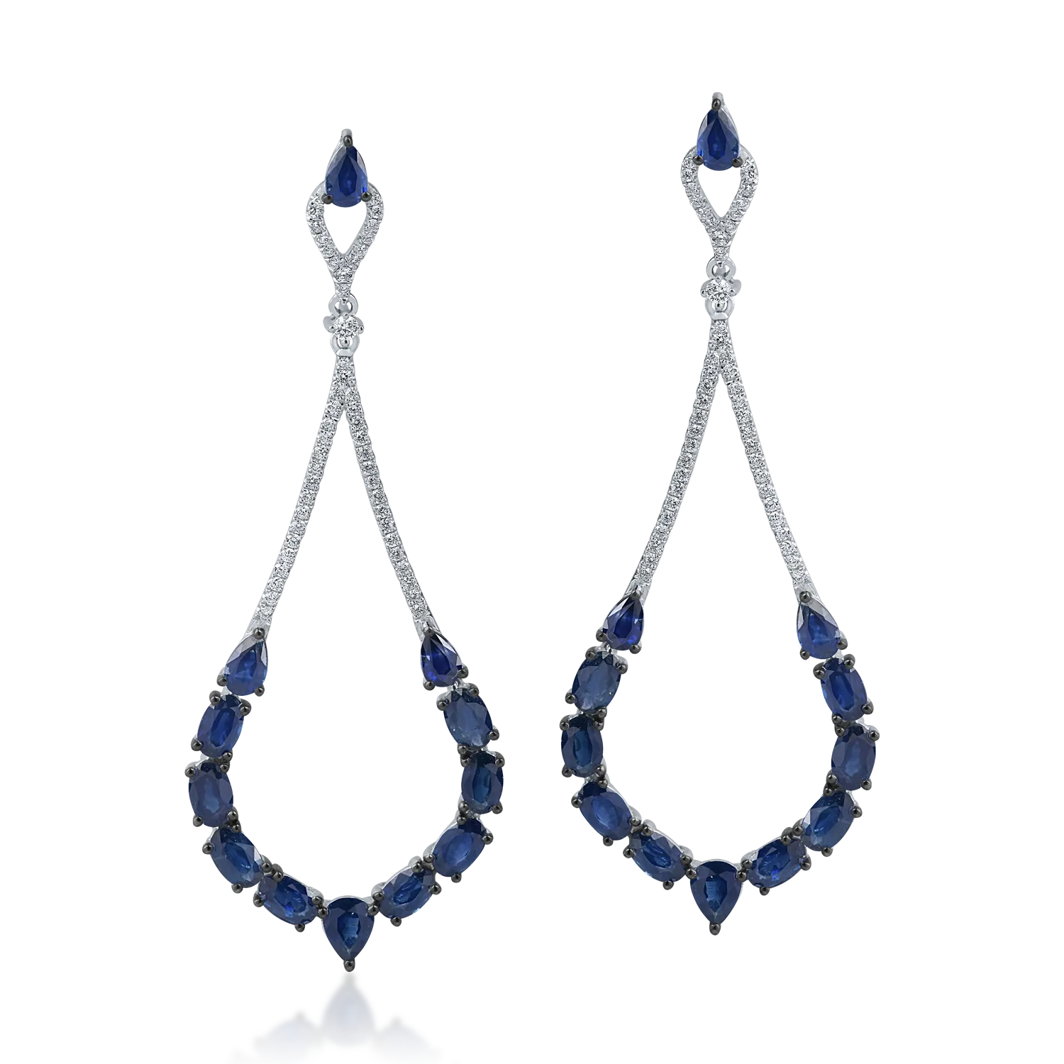 White gold chandelier earrings with 7ct sapphires and 0.5ct diamonds