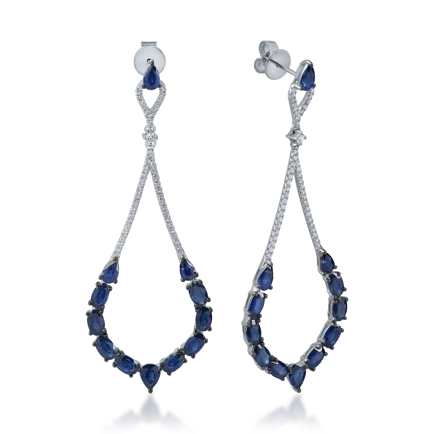 White gold chandelier earrings with 7ct sapphires and 0.5ct diamonds