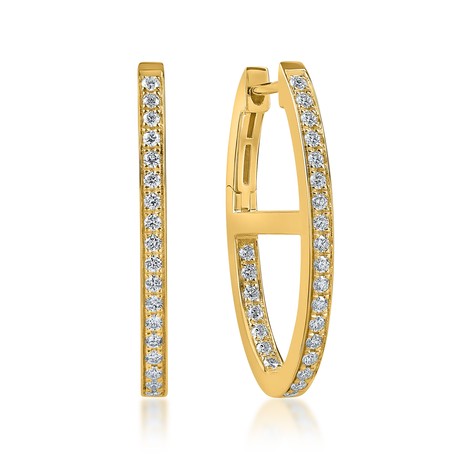 Yellow gold hoop earrings with 0.4ct diamonds