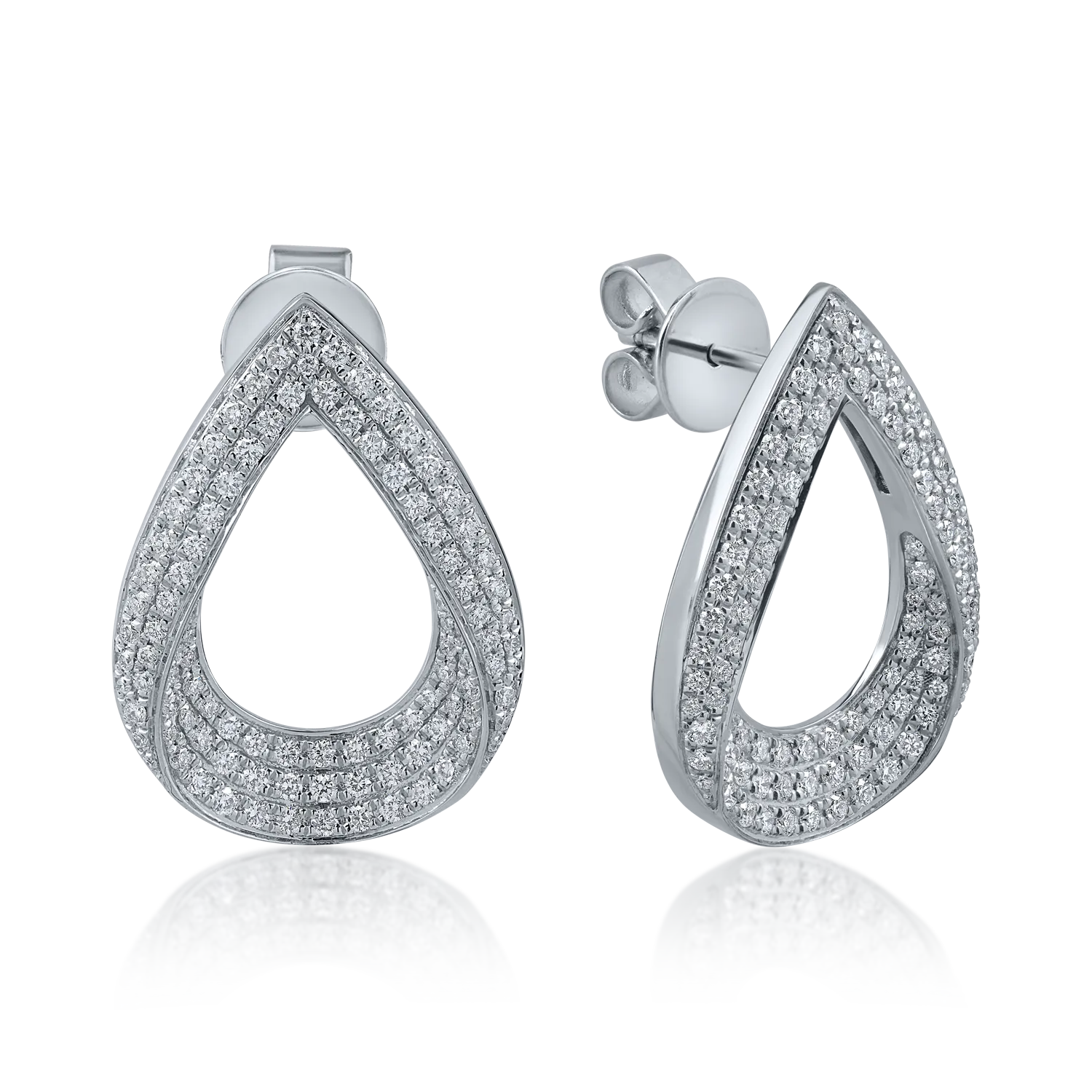 Teilor Cercei geometrici din aur alb cu diamante de 1.2ct