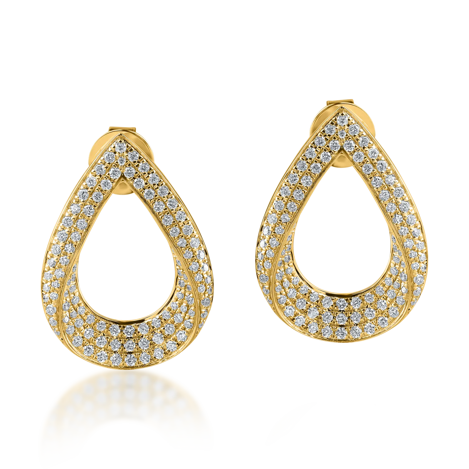 Yellow gold geometric earrings with 1.2ct diamonds