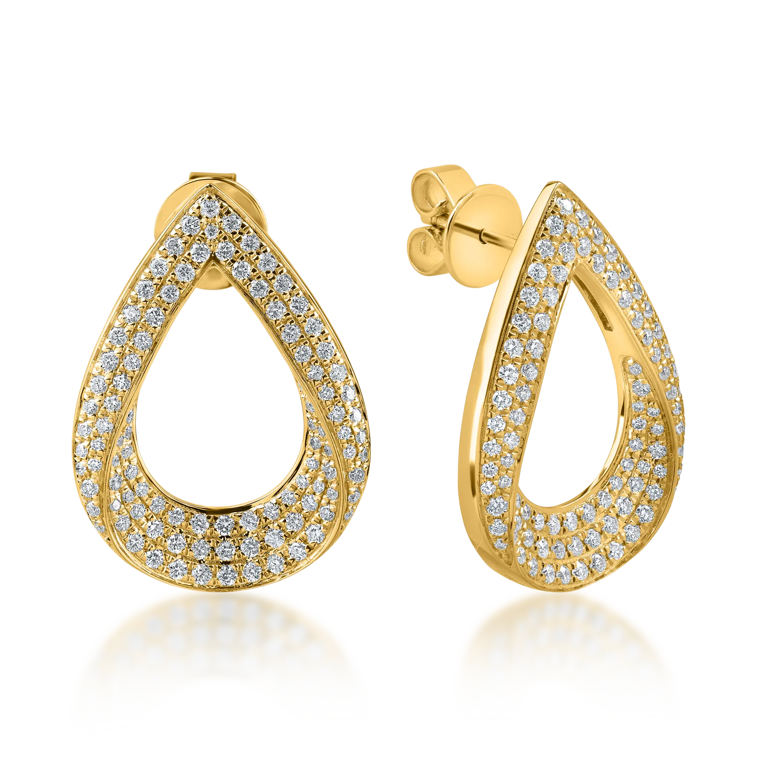 Teilor Cercei geometrici din aur galben cu diamante de 1.2ct