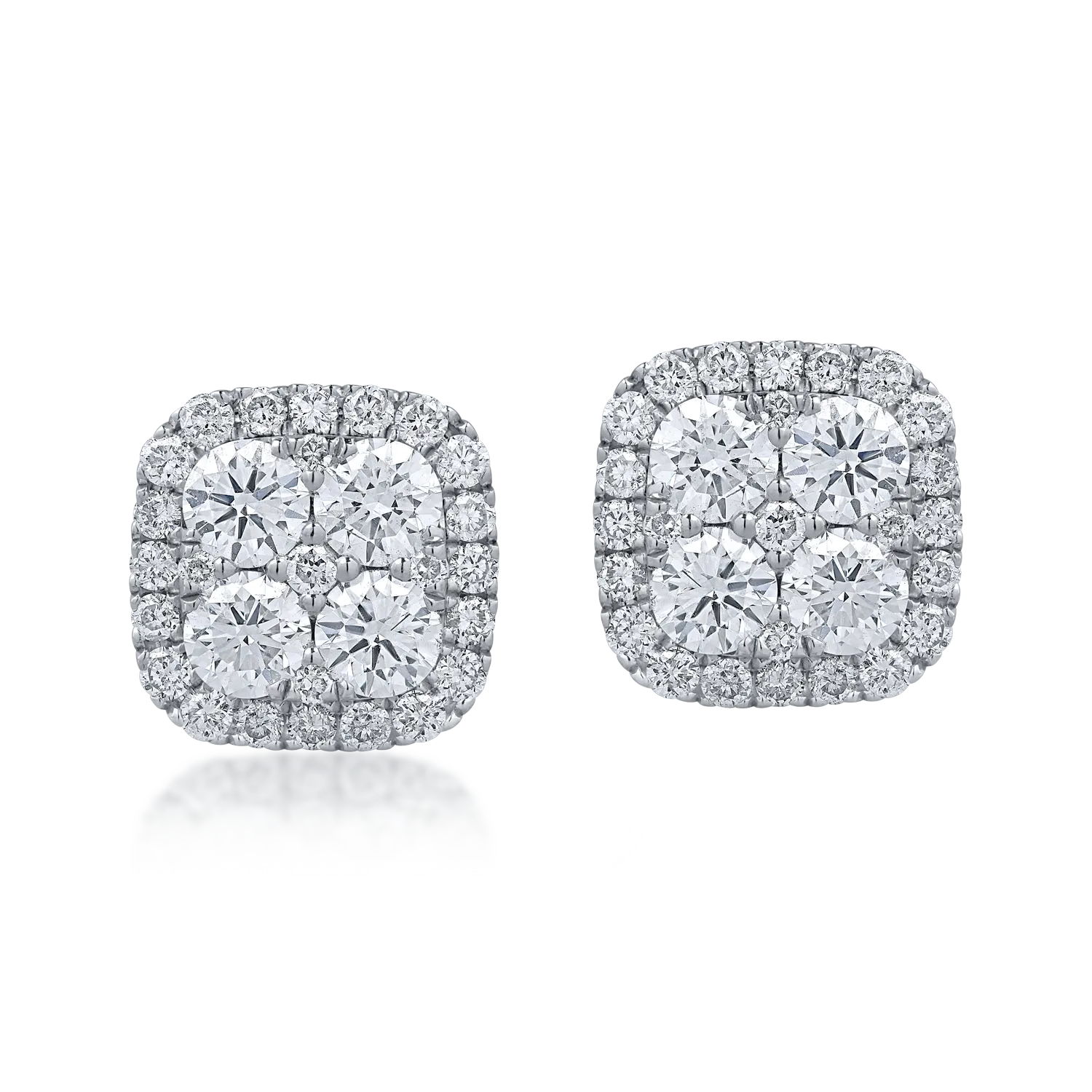 Cercei stud geometrici din aur alb cu diamante de 1ct