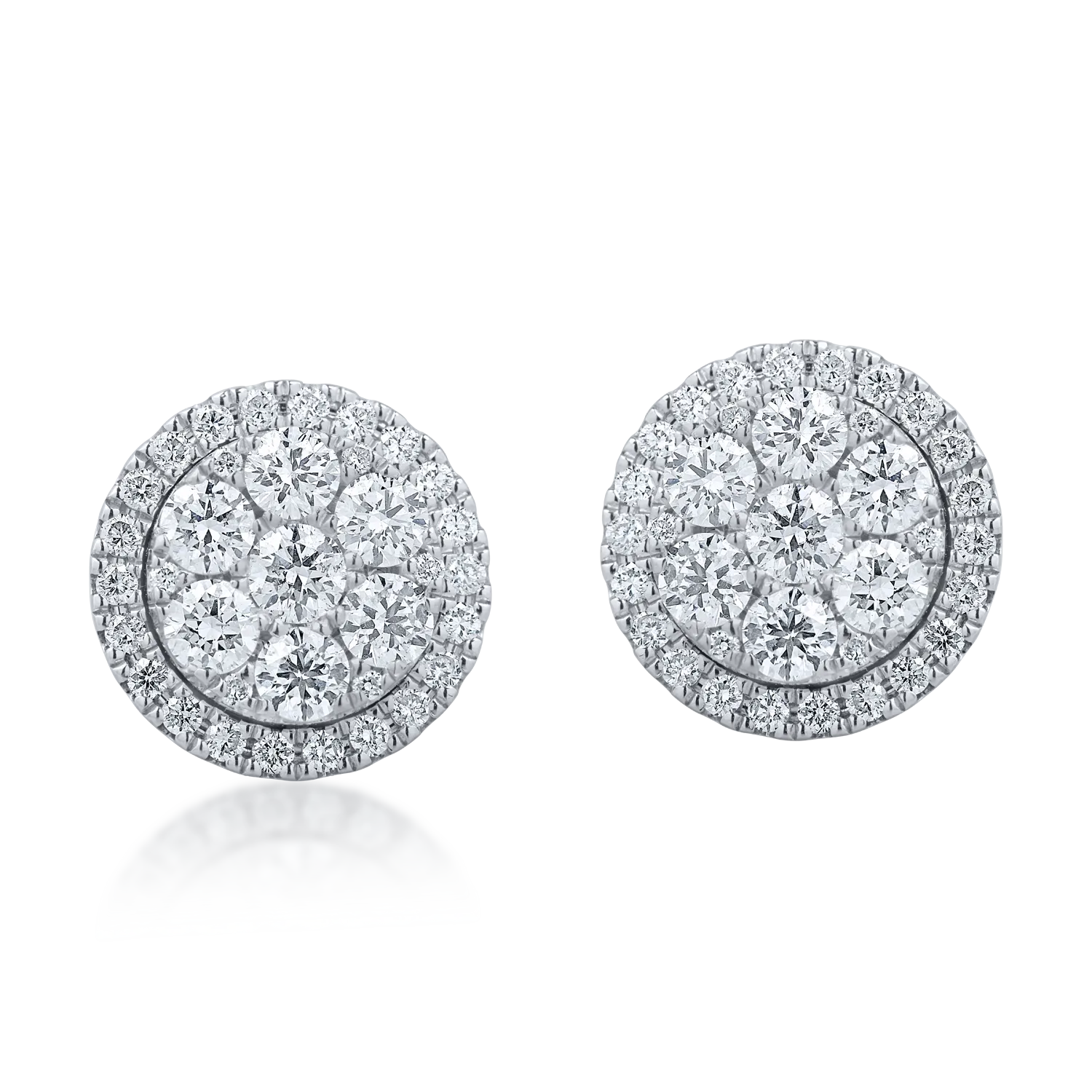 White gold round stud earrings with 1.1ct diamonds