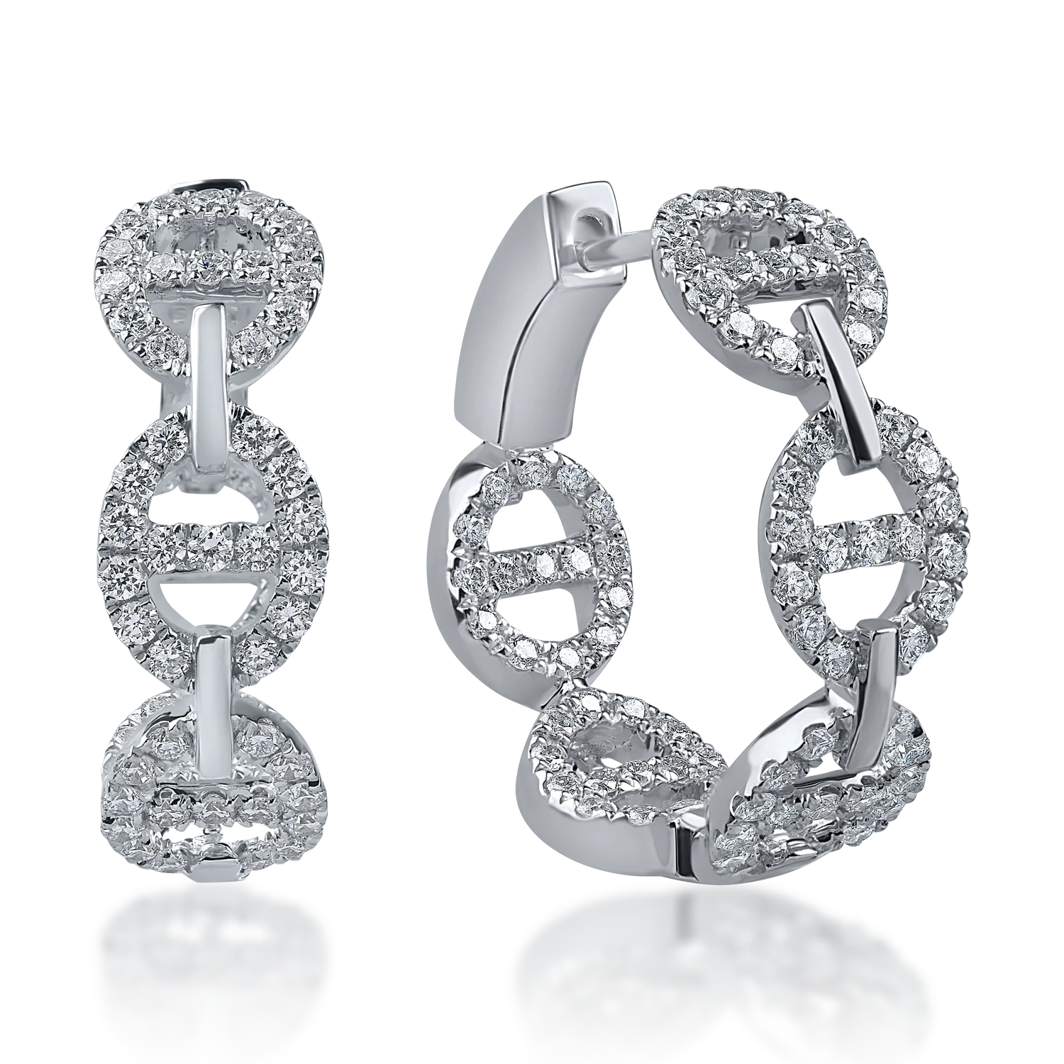 White gold hoop earrings with 1ct diamonds